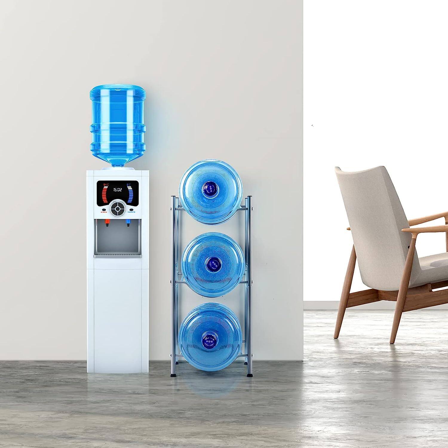 NEX™ 3-Tier 5-Gallon Silver Water Jug Storage Rack