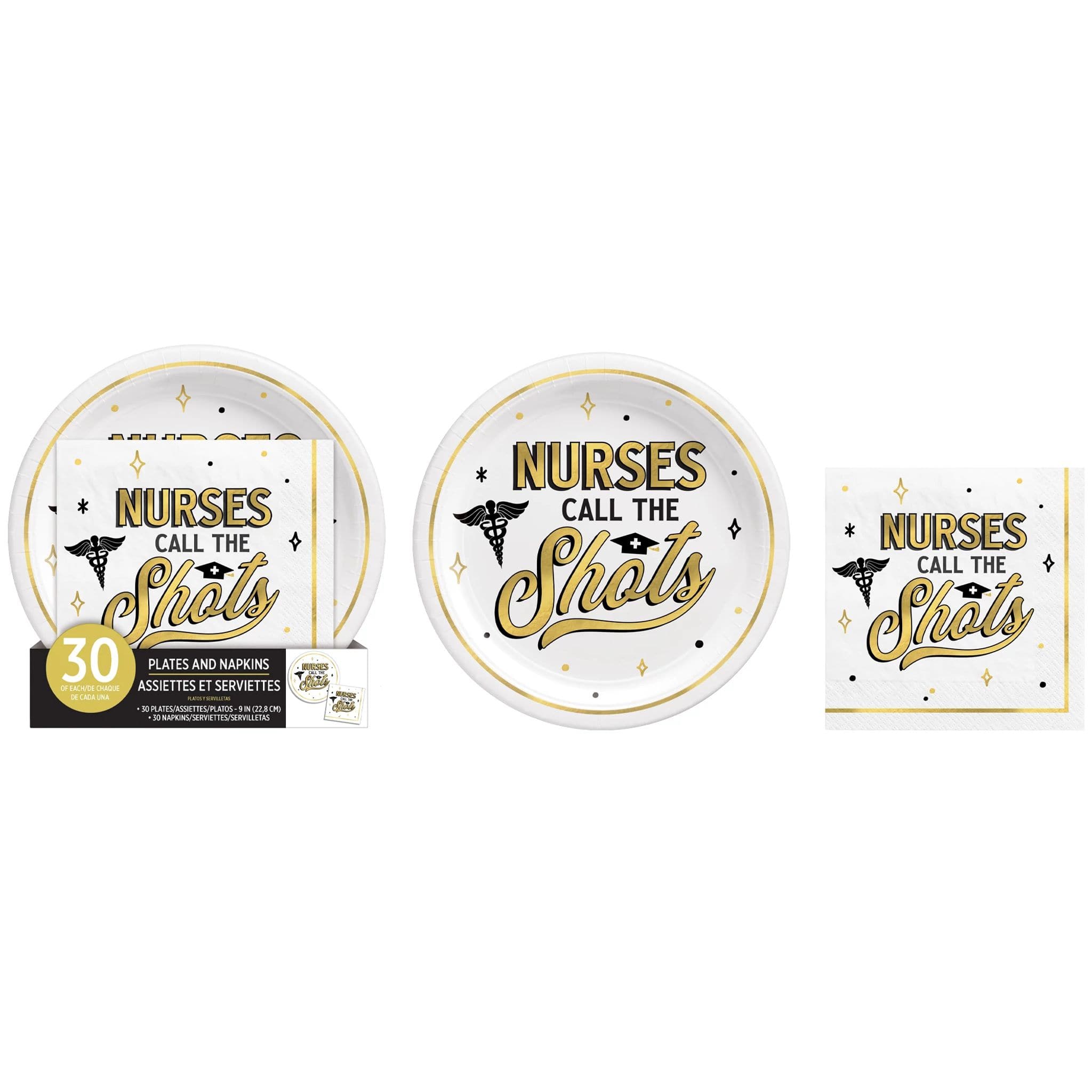 Nurses Call the Shots Graduation Plate &#x26; Napkin Party Pack