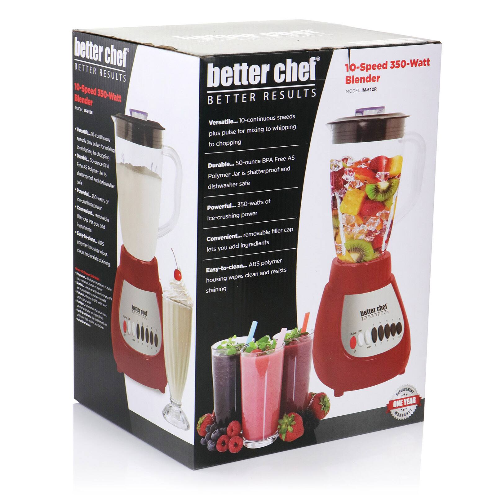 Better Chef 50oz. 10-Speed 350-Watt Plastic Jar Blender