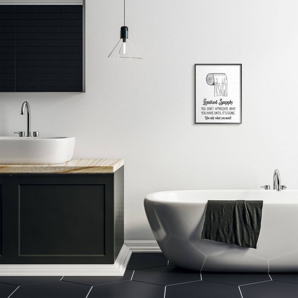 Stupell Industries Funny Limited Supply Bathroom Toilet Paper Home Quote  Framed Wall Art 
