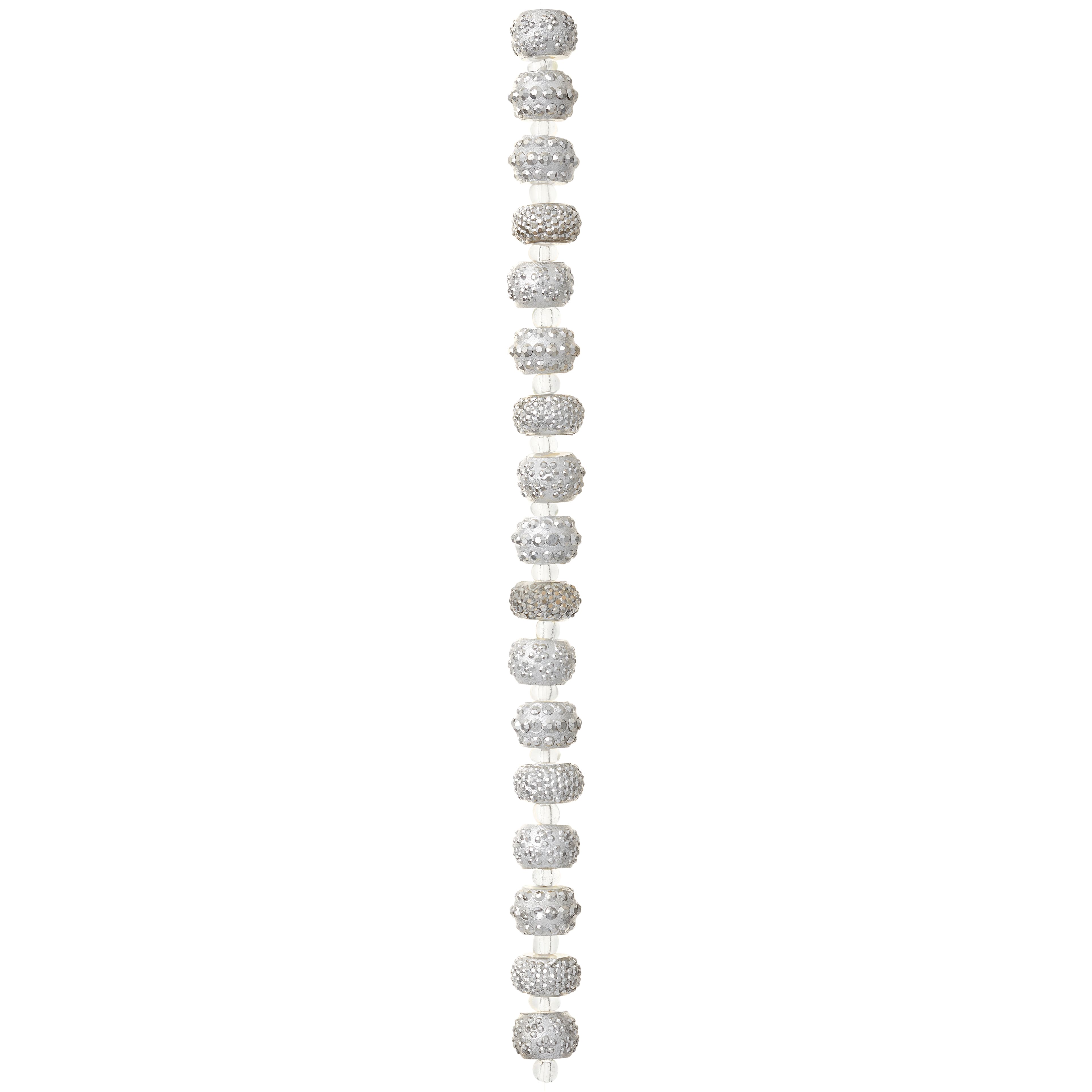 Silver Acrylic Rondel Beads, 10mm by Bead Landing™