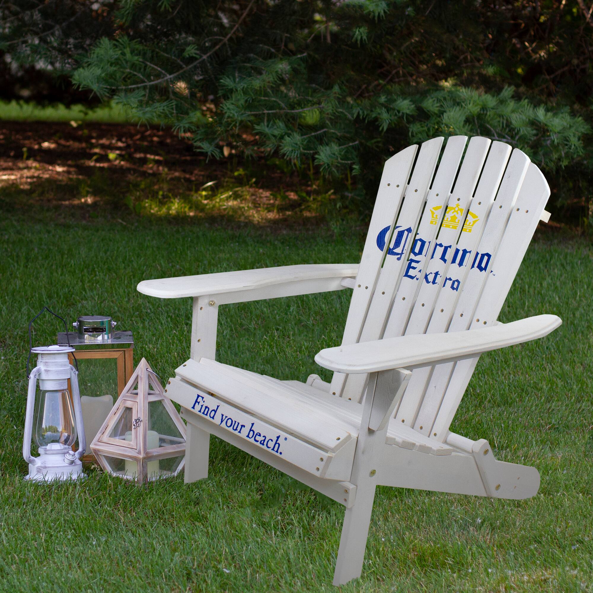36&#x22; White Corona Classic Folding Wooden Adirondack Chair