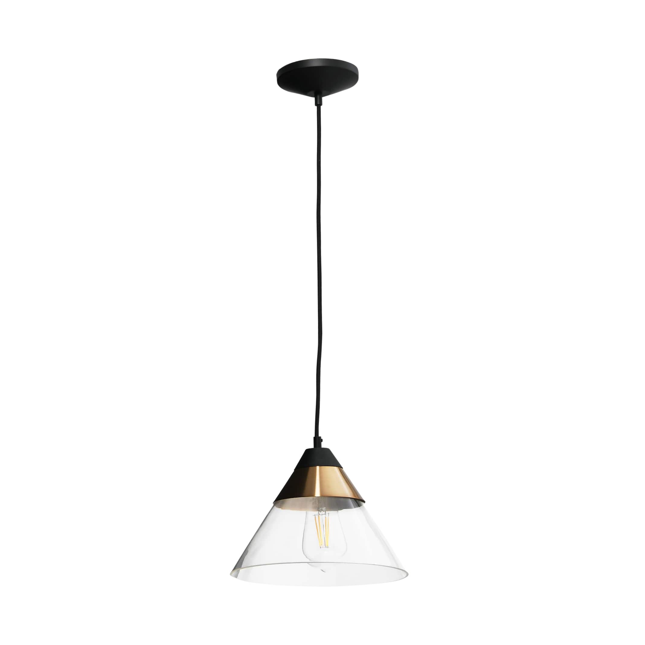 Hello Honey&#xAE; Robert Stevenson Lighting Theo 10&#x22; Matte Black &#x26; Brushed Metal Ceiling Light
