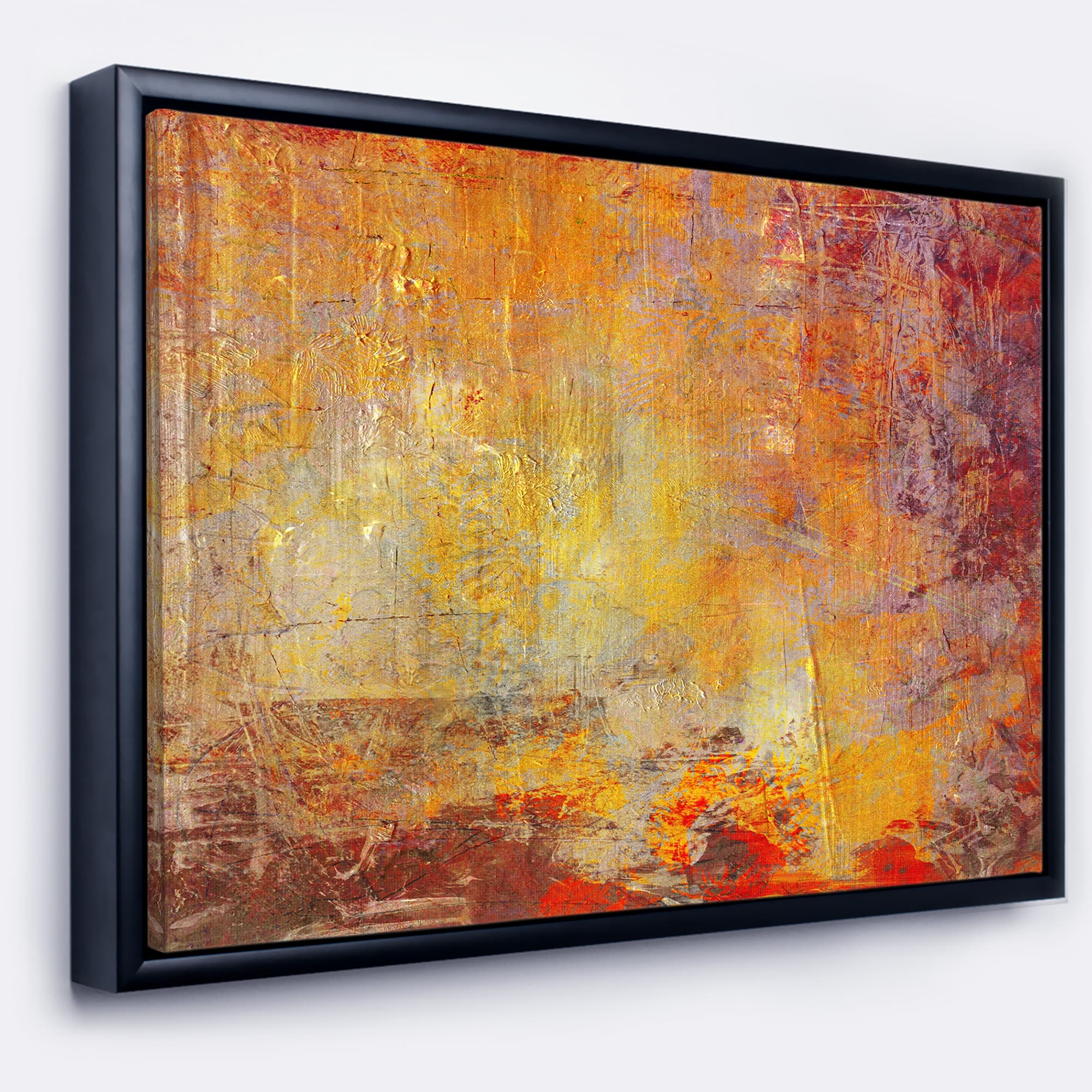 Designart - Ambient Canvas Grunge - Abstract Canvas Art Print in Black Frame