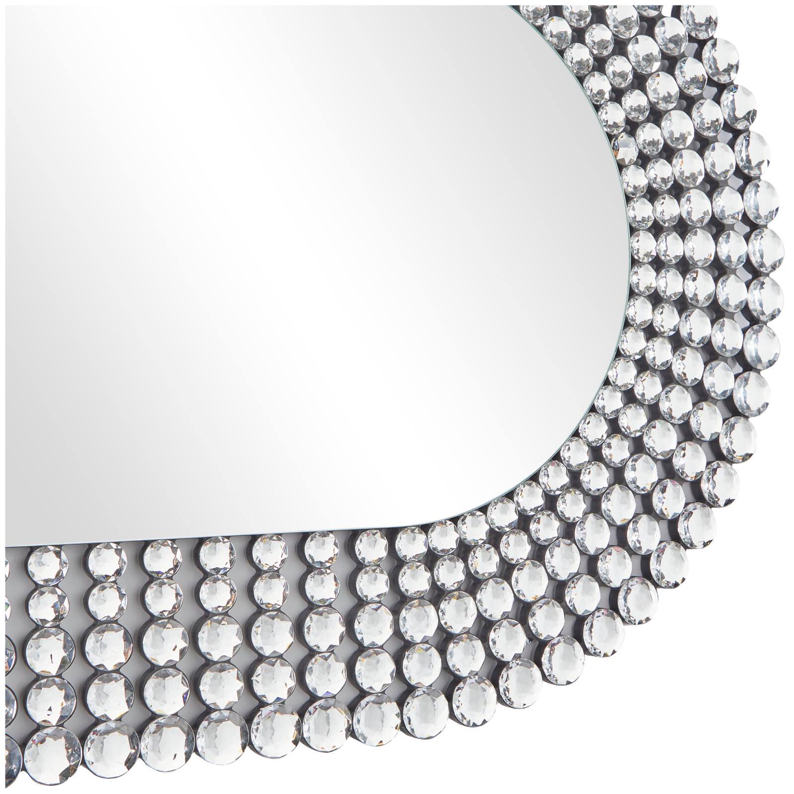 Silver Glass Radial Crystal Frame Wall Mirror 28" x 1" x 48"