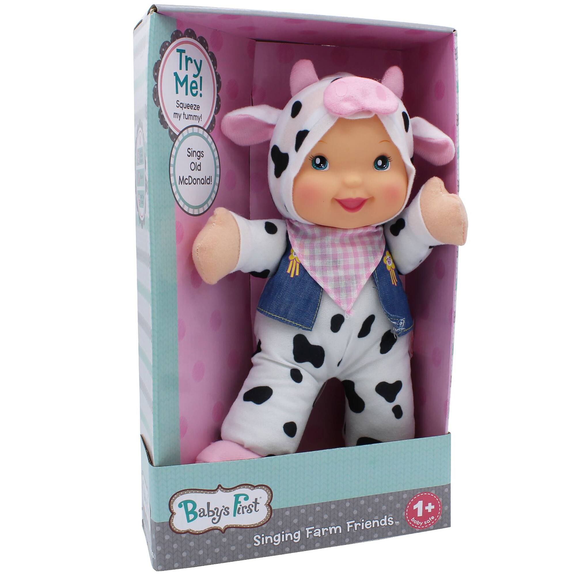 Goldberger Baby&#x27;s First&#xAE; Singing Farm Friends&#x2122; Bilingual Baby Doll with Cow Outfit