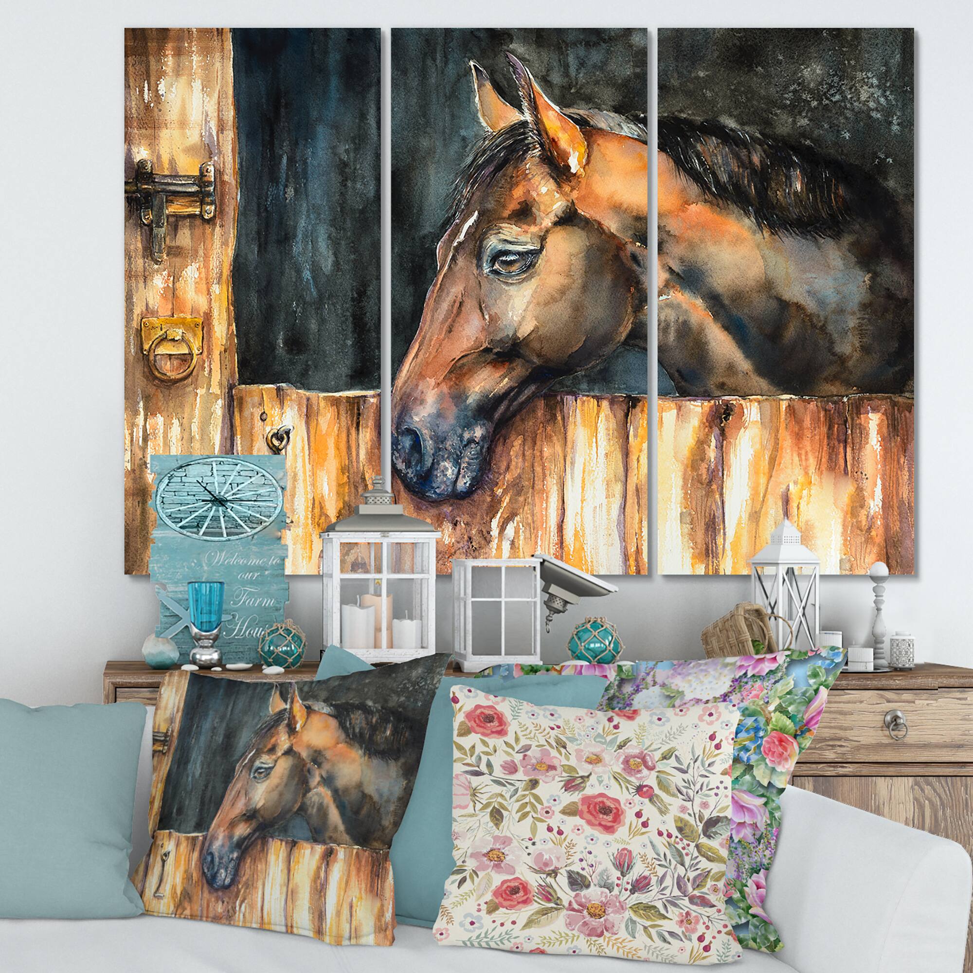 Designart - The Head of A Horse In Stable