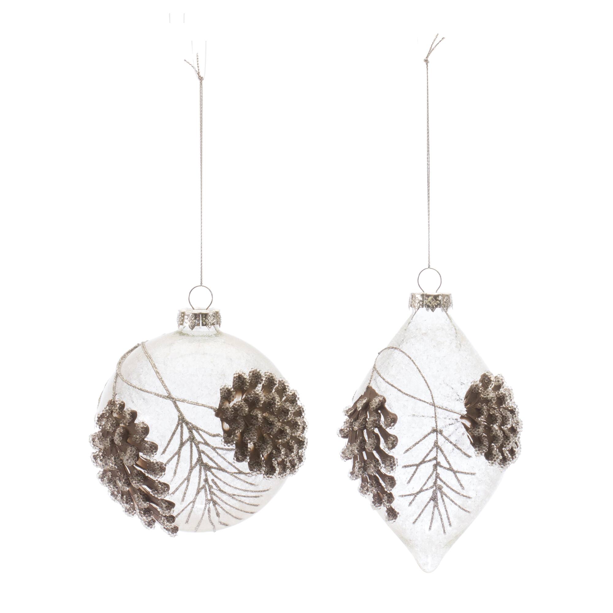 6ct. Assorted Beaded Glass Pinecone Ornament Set
