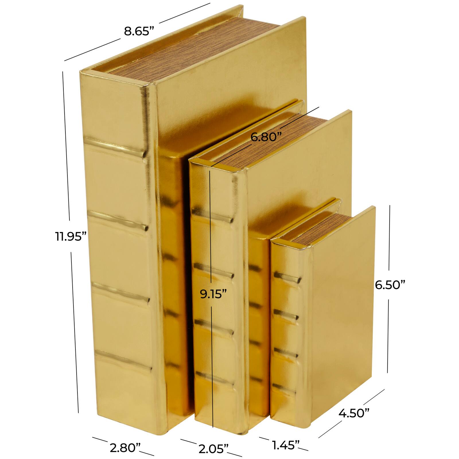 CosmoLiving by Cosmopolitan Gold Faux Leather Faux Book Box with Metallic Finish Set