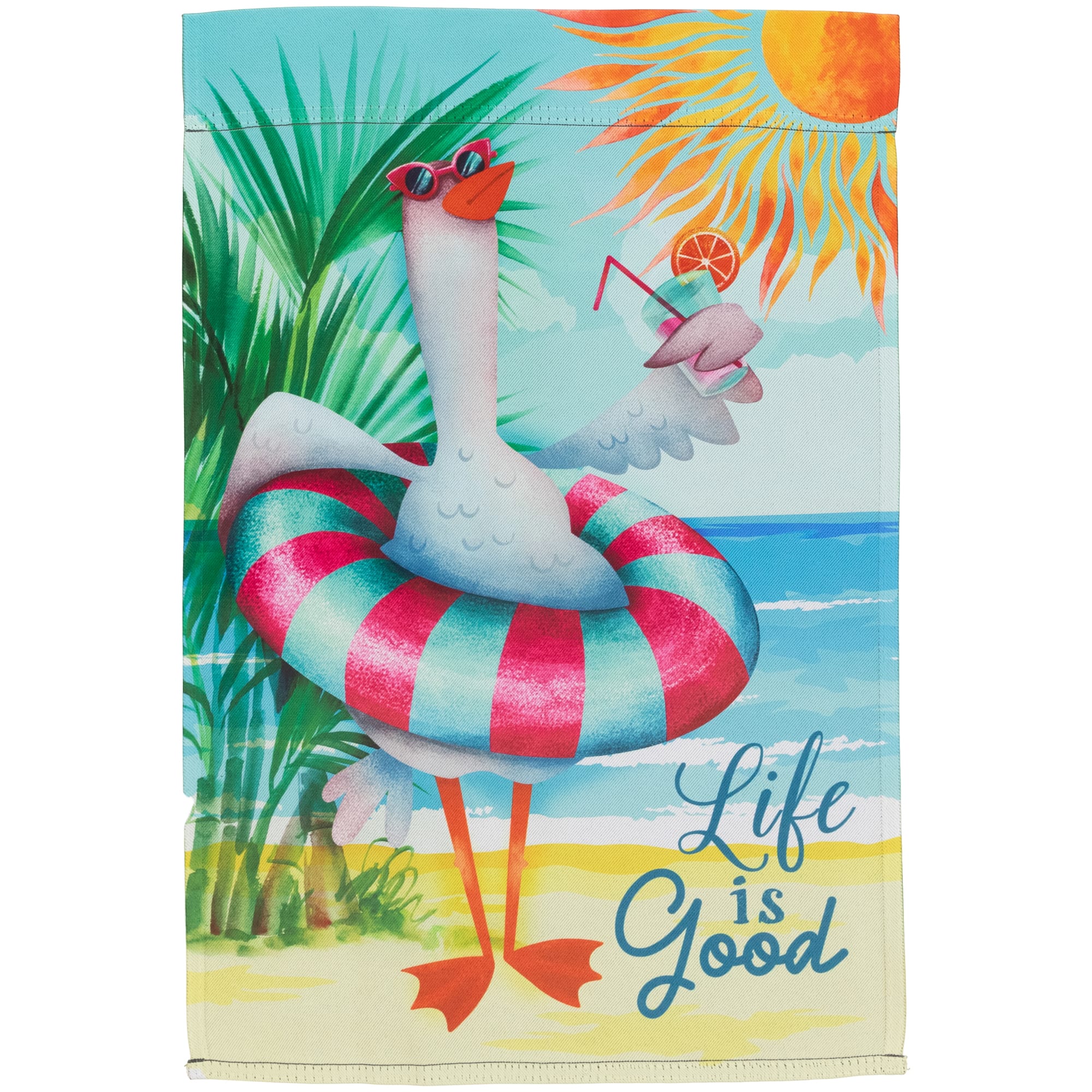 18" Beach Duck Life Is Good Garden Flag