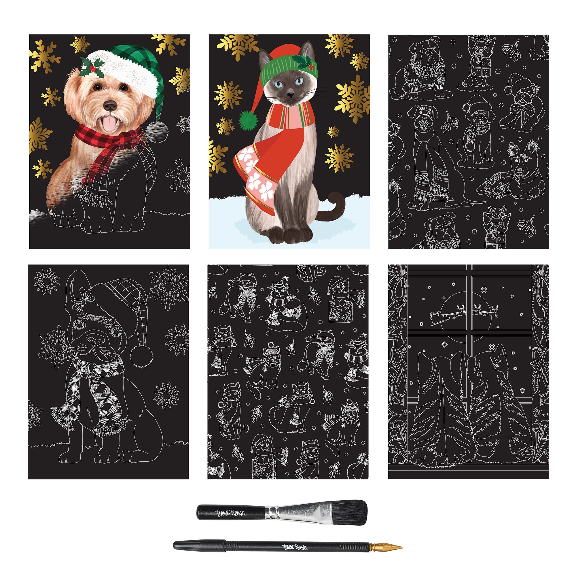 Brea Reese&#x2122; 9&#x22; x 12&#x22; Christmas Pets Scratch Art Paper Pad