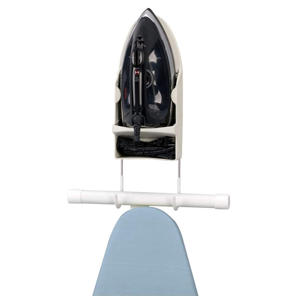 Household Essentials Iron Wall Mount with Attached Ironing Board Hooks