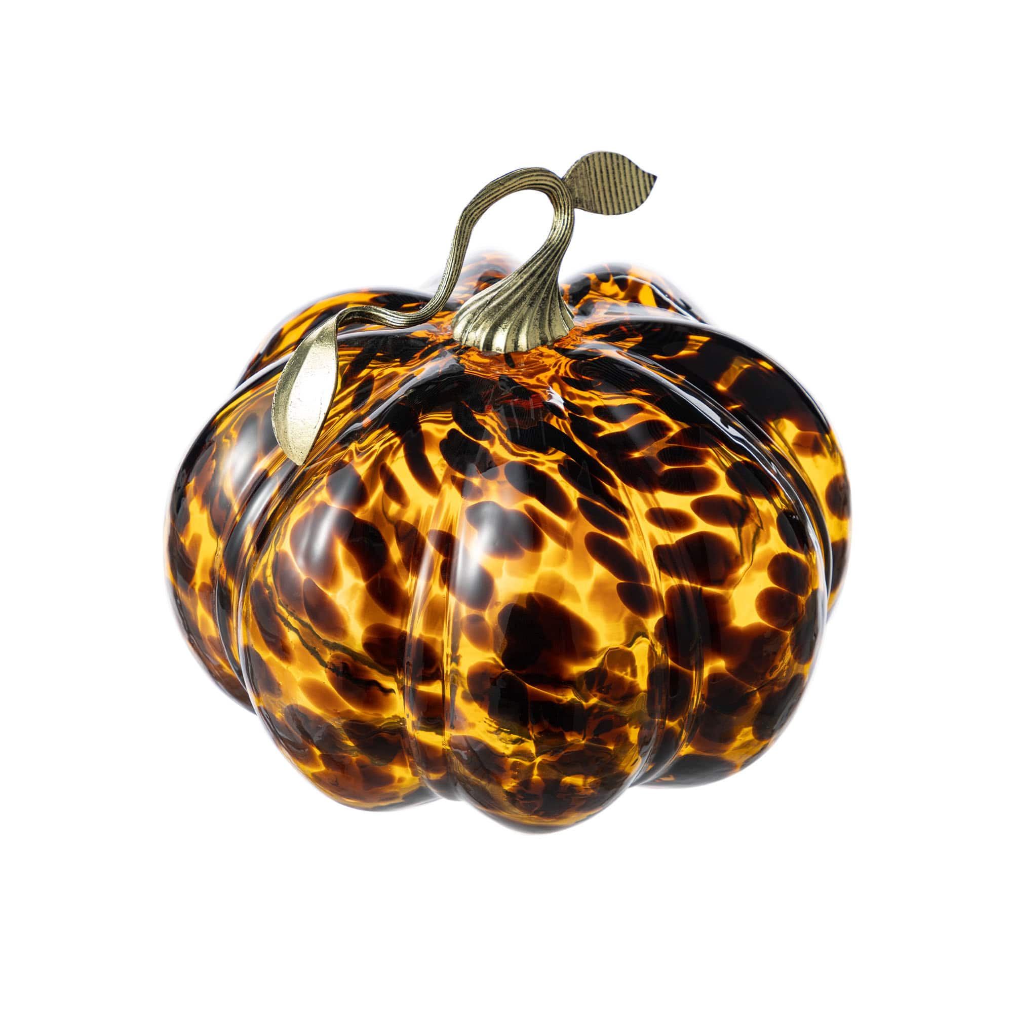 Glitzhome&#xAE; Amber Dots Glass Pumpkin
