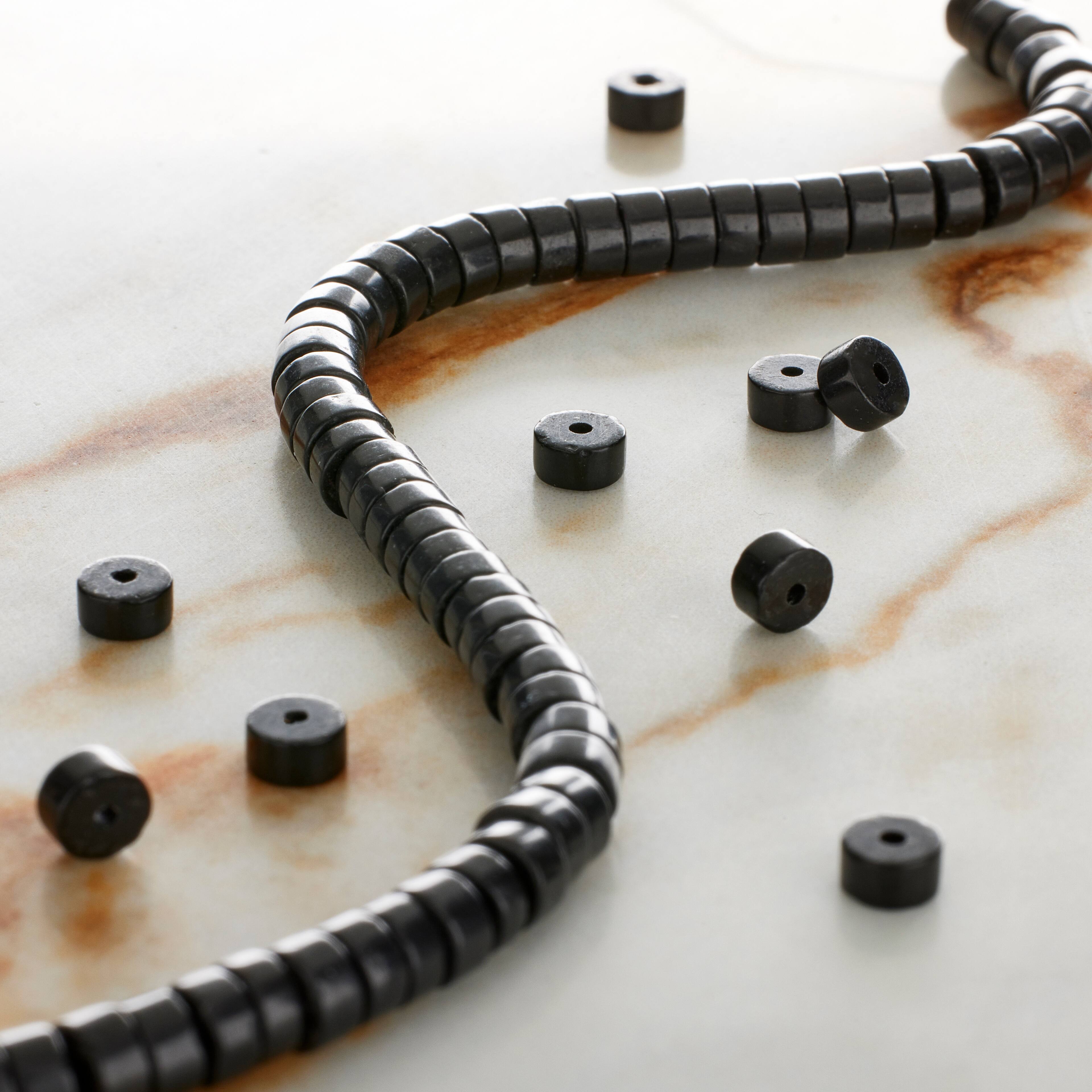 12 Pack: Black Jasper Heishi Beads by Bead Landing