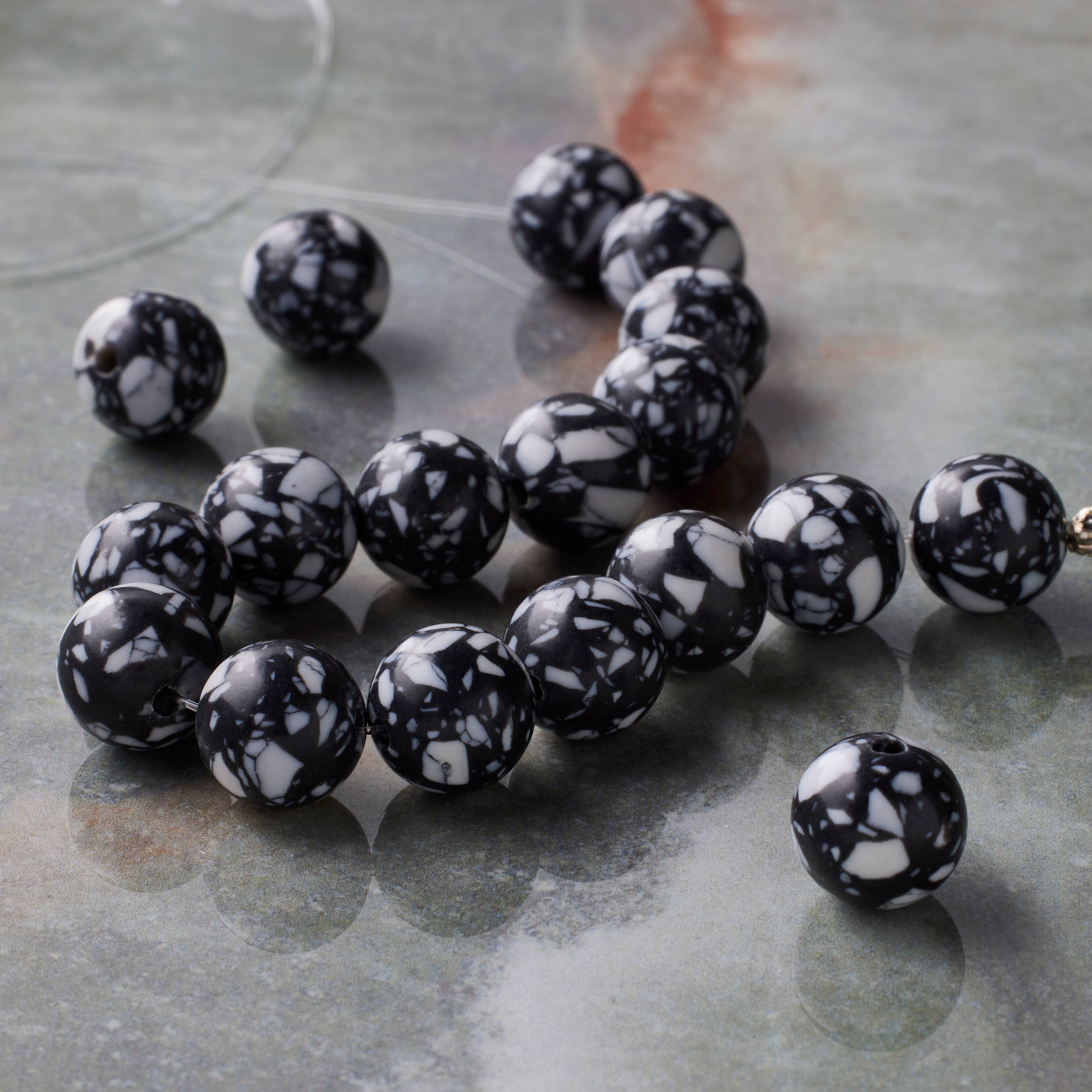 12 Packs: 18 ct. (216 total) Black & White Clay Round Beads, 10mm by Bead Landing™