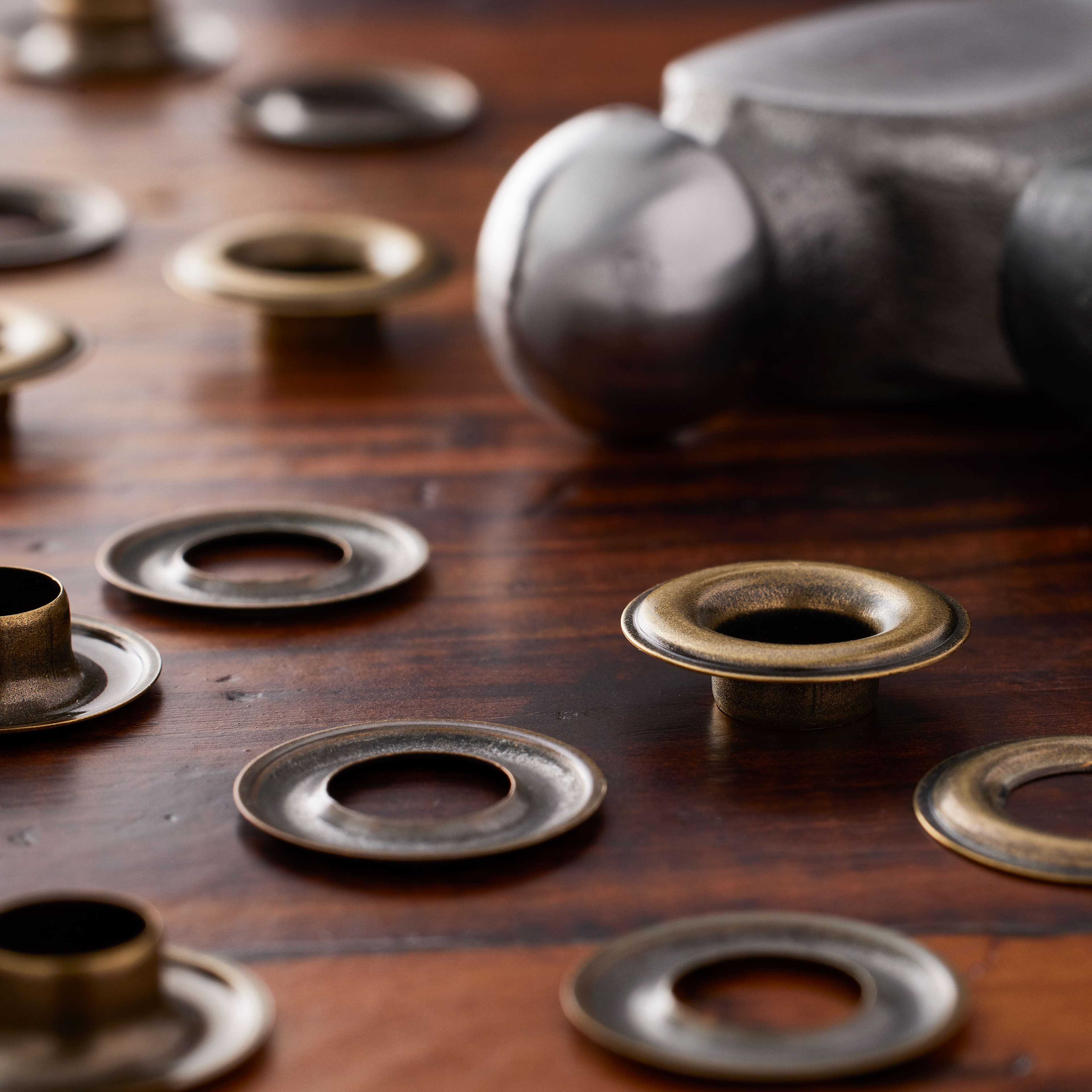 12 Packs: 8 ct. (96 total) 3/8" Antique Brass Eyelets by Loops & Threads™