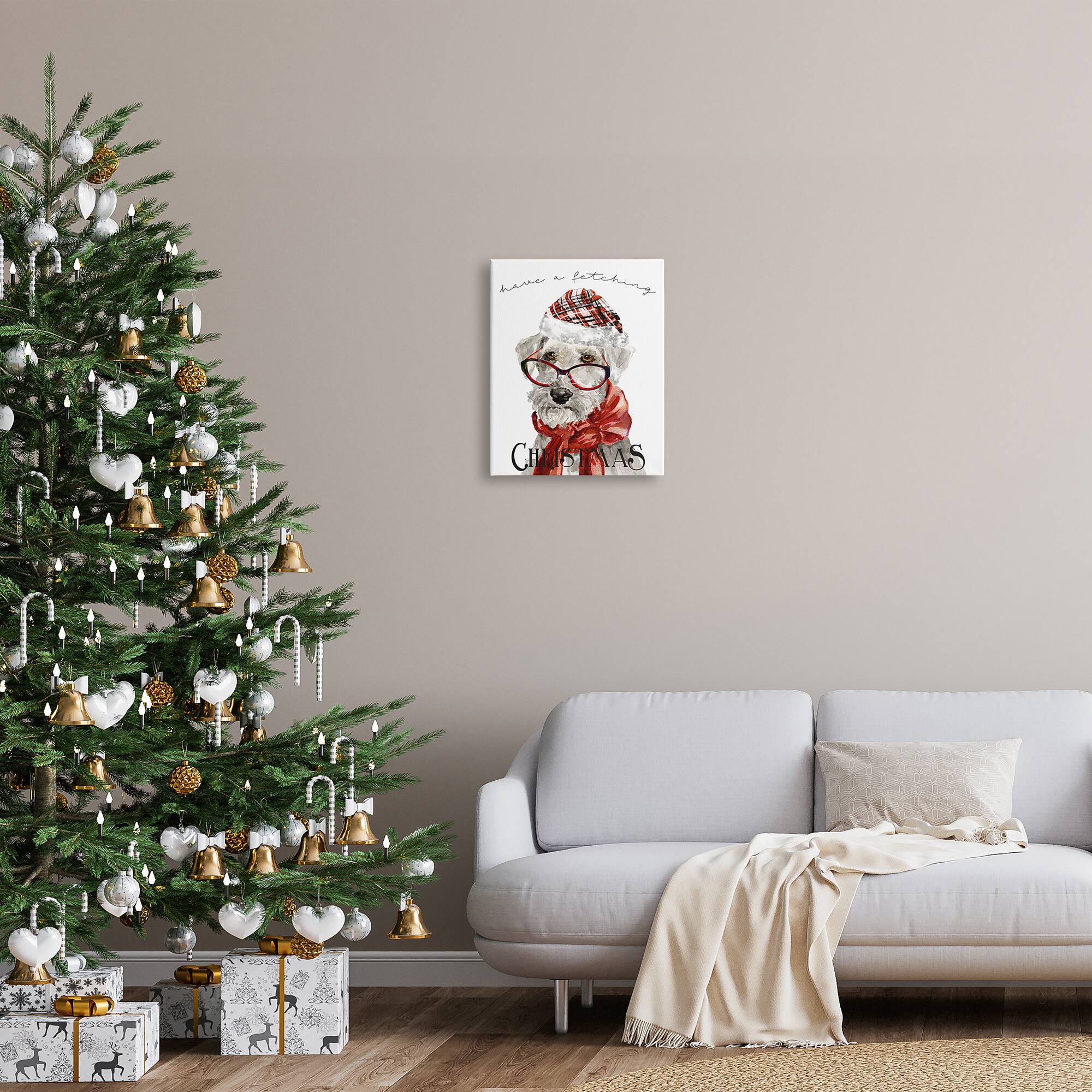Stupell Industries Have a Fetching Christmas Dog Canvas Wall Art