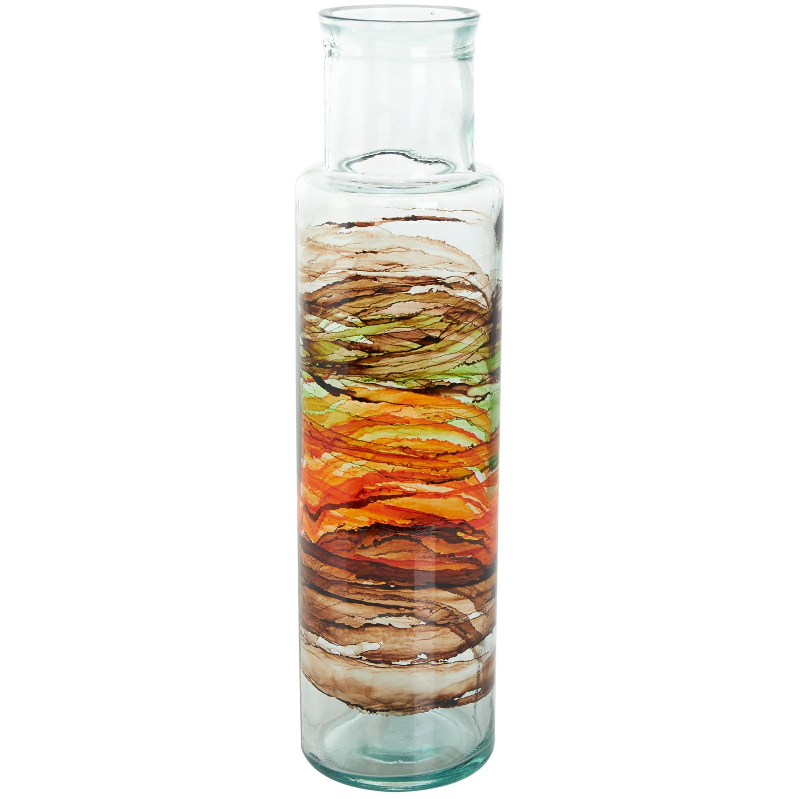 22&#x22; Multicolor Swirl Glass Cylinder Vase