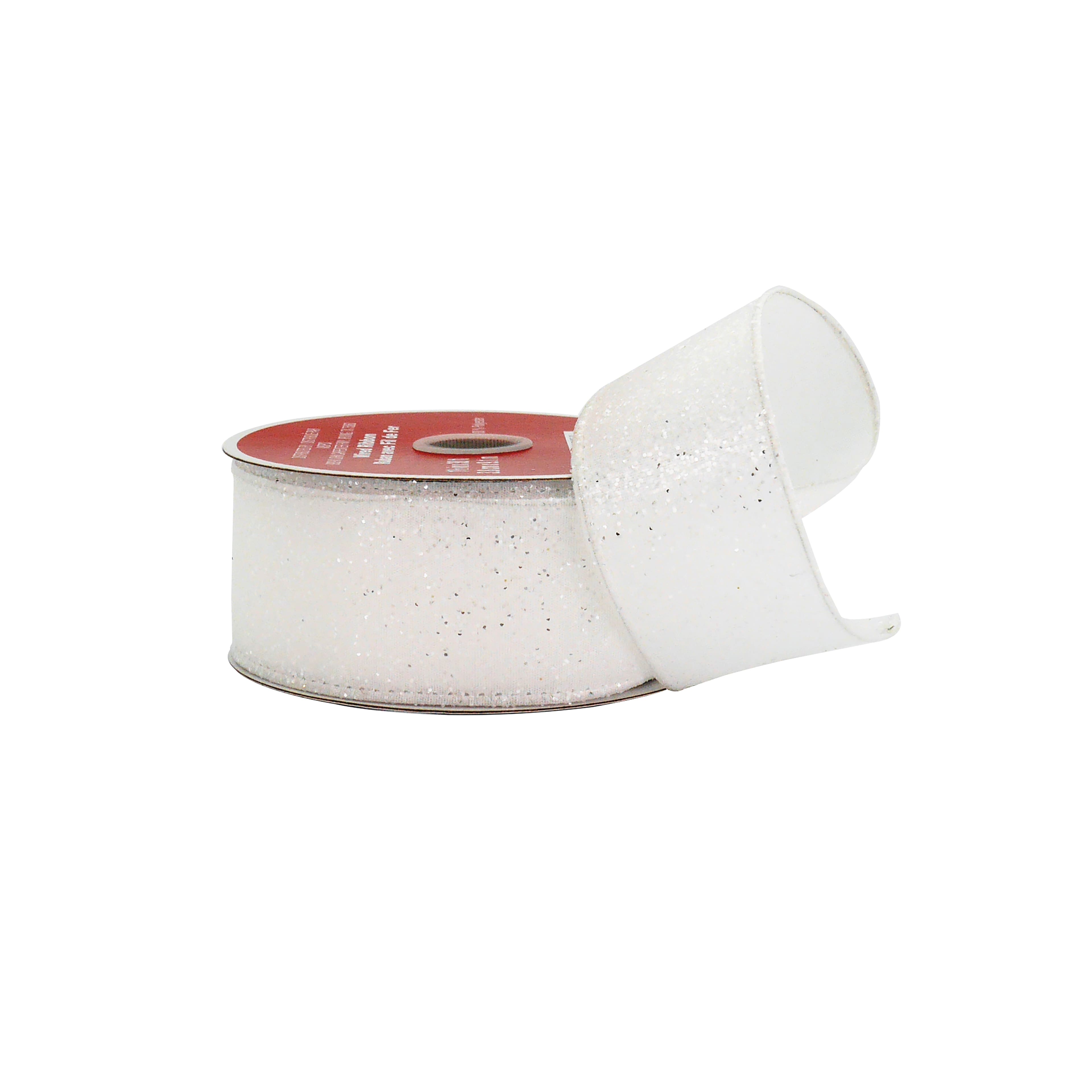 1.5&#x22; x 30ft.  White Glitter Taffeta Wired Ribbon by Celebrate It&#xAE;