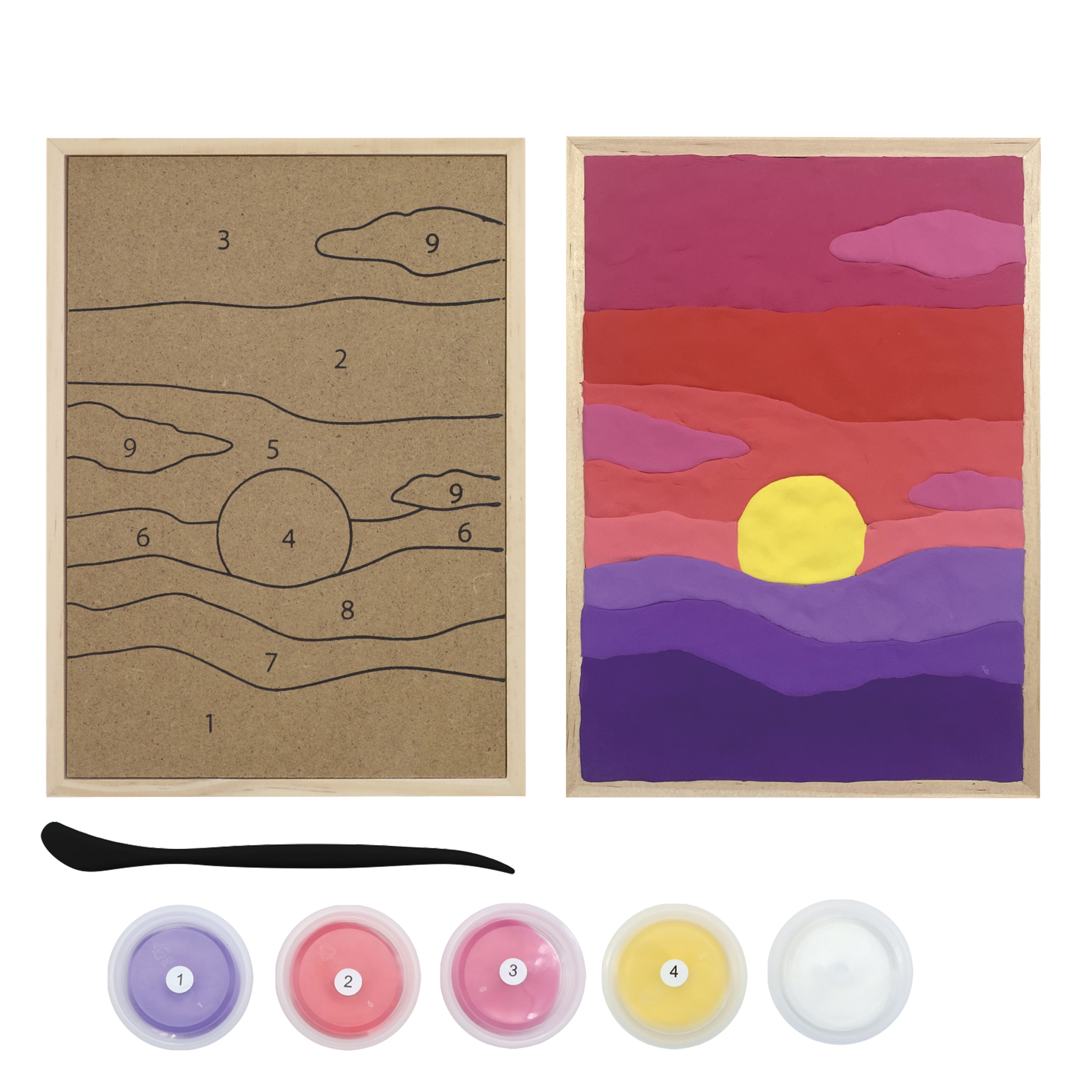 Trousse d&#x2019;argile par num&#xE9;ros &#xE0; th&#xE8;me de coucher de soleil d&#x2019;Artist&#x2019;s Loft