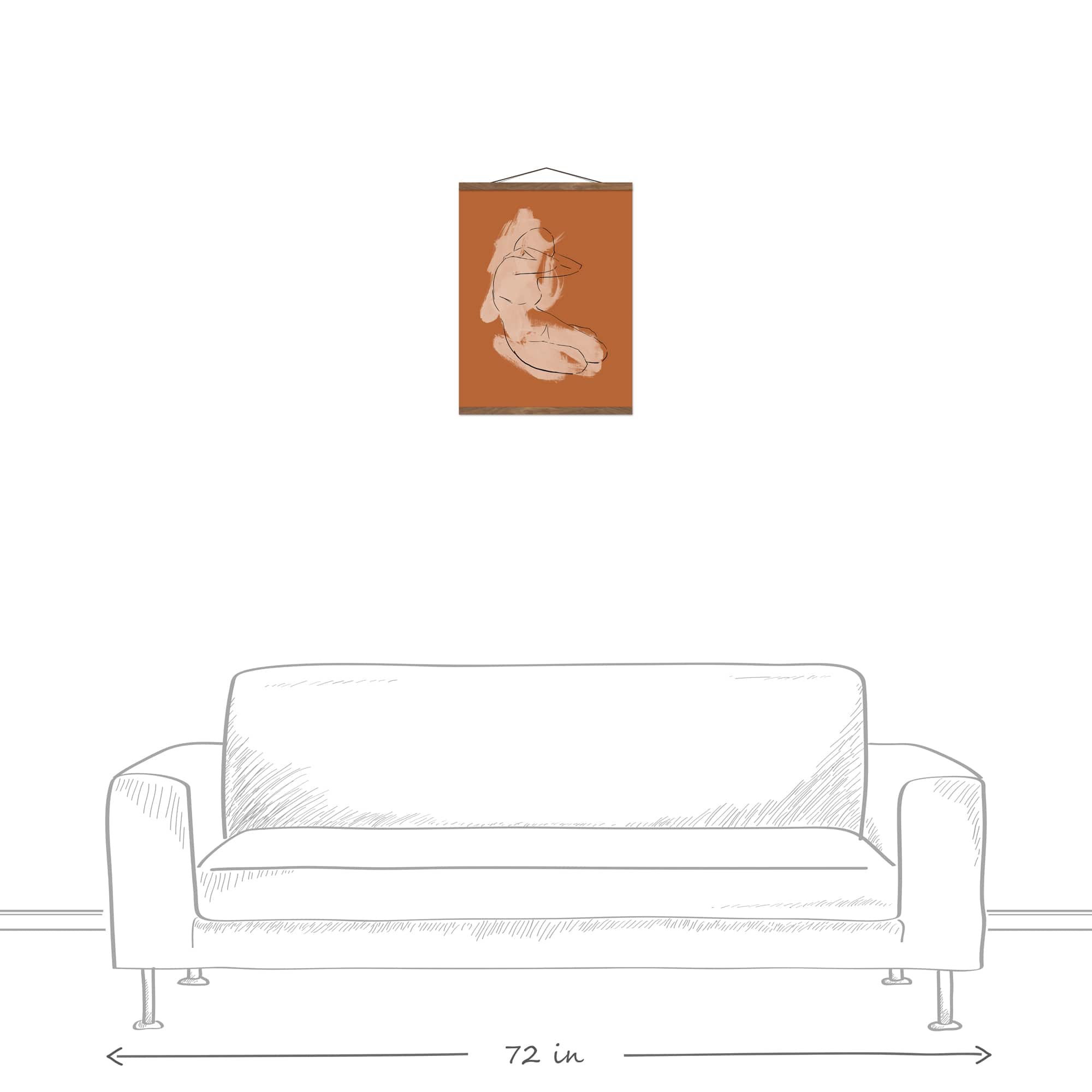 Terracotta Figure Teak Hanging Canvas