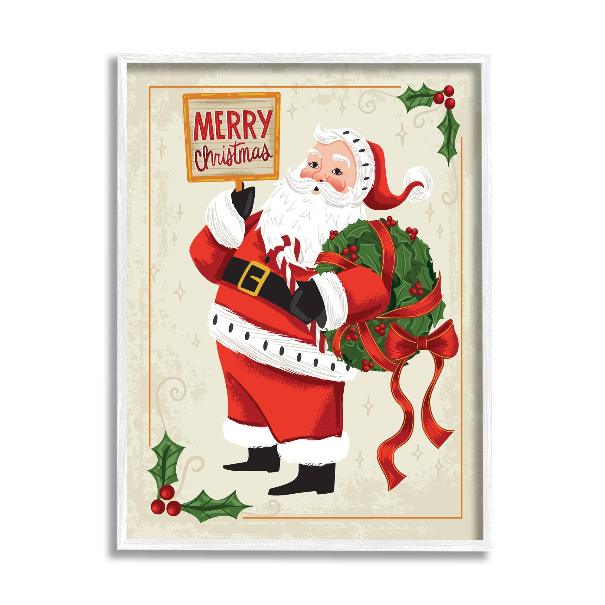 Stupell Industries Merry Christmas Vintage Santa Framed Giclee Art