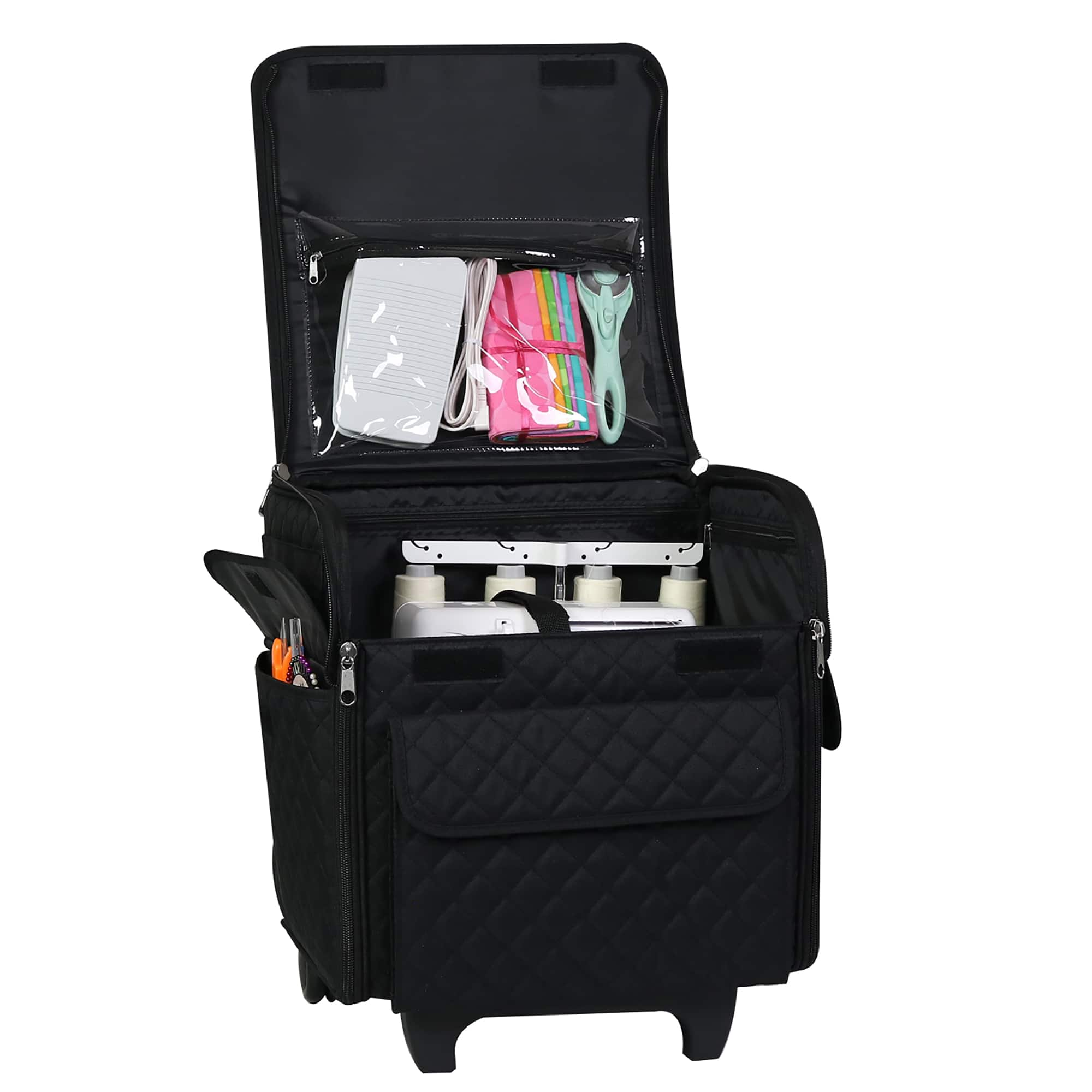 Everything Mary Black Quilted Serger Machine Rolling Storage Case