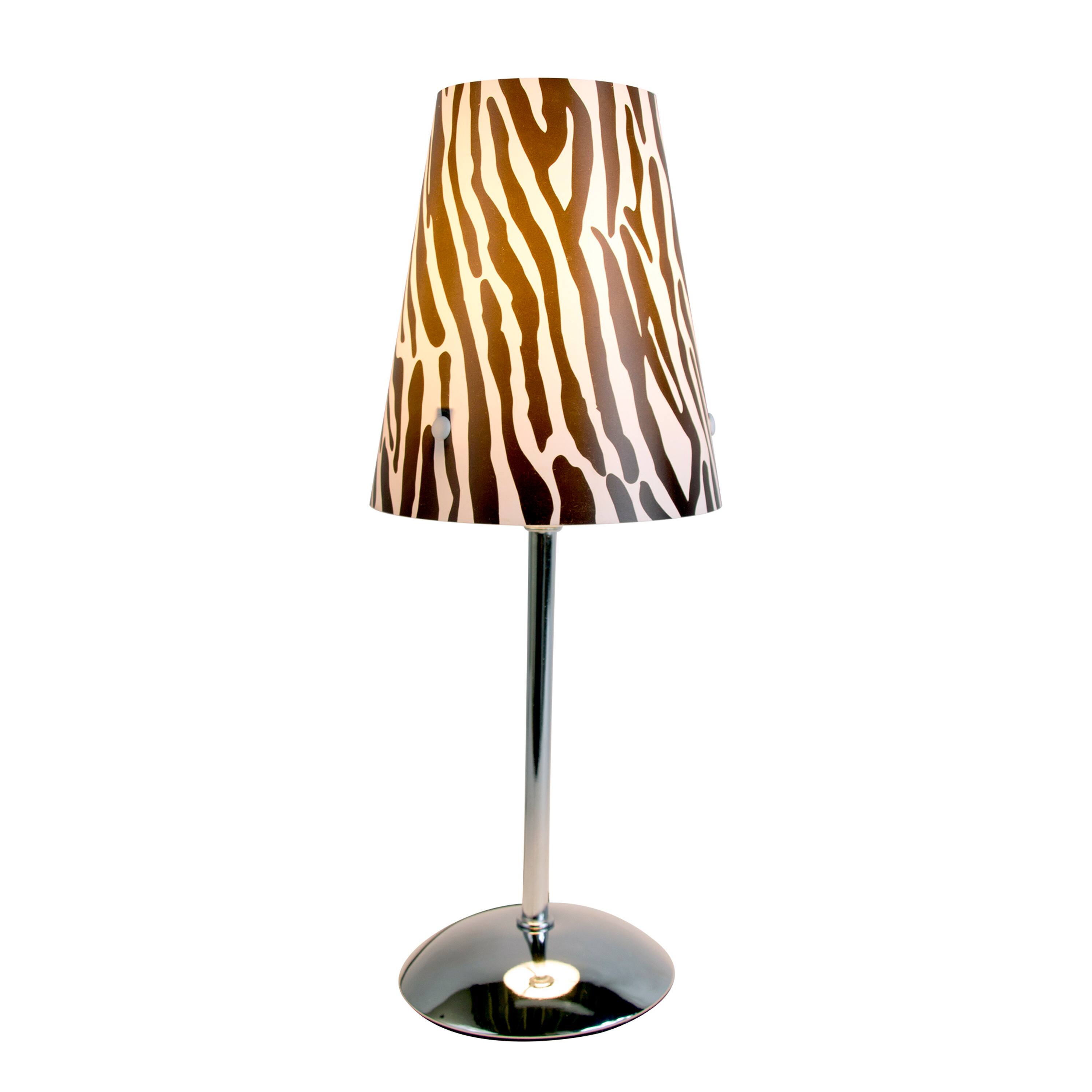 LimeLights 12.5" Silver Plastic Zebra Print Table Lamp