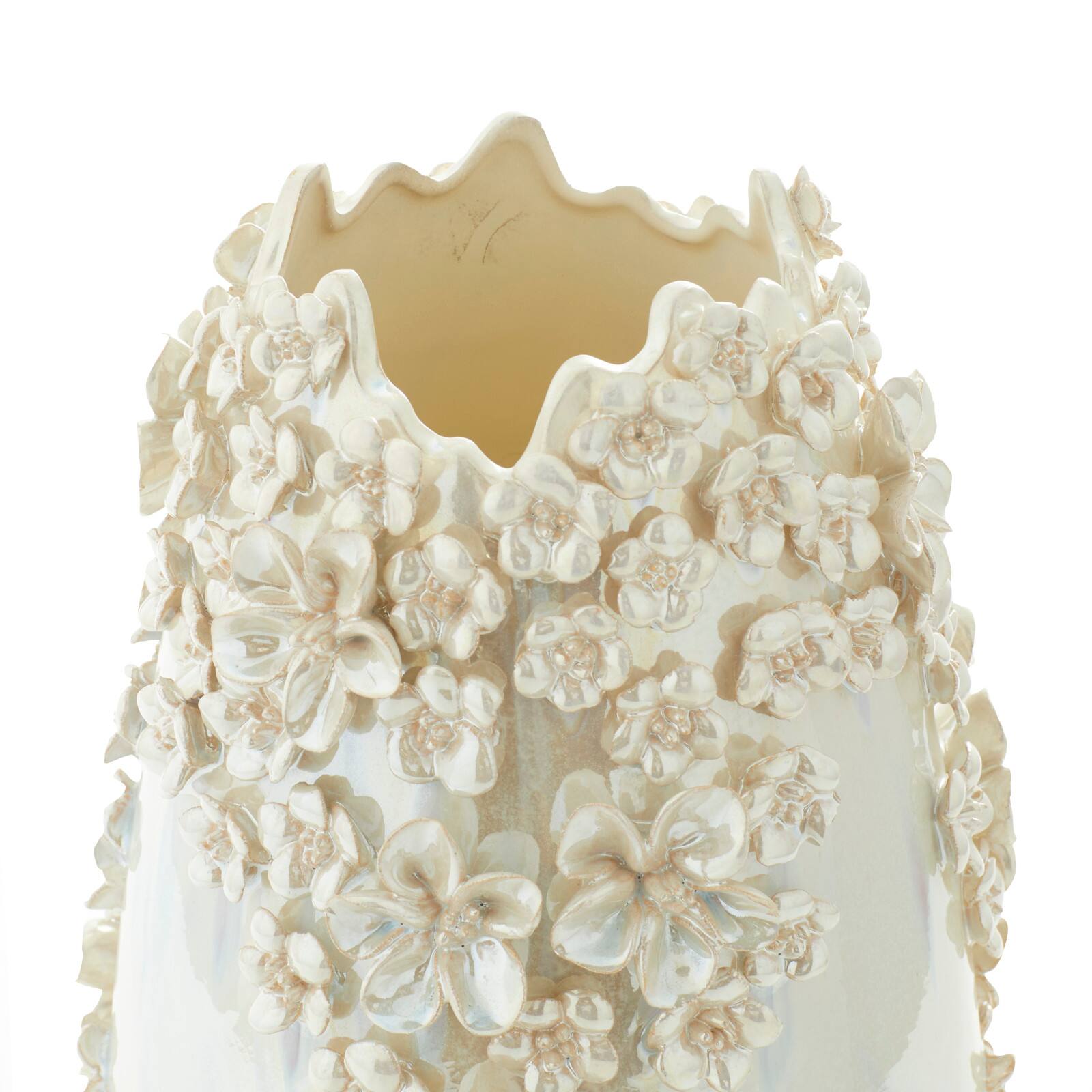 Cream Ceramic Farmhouse Vase, 16&#x22; x 9&#x22; x 9&#x22;