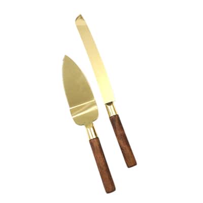Gold Cake Knife & Server Set by Celebrate It™