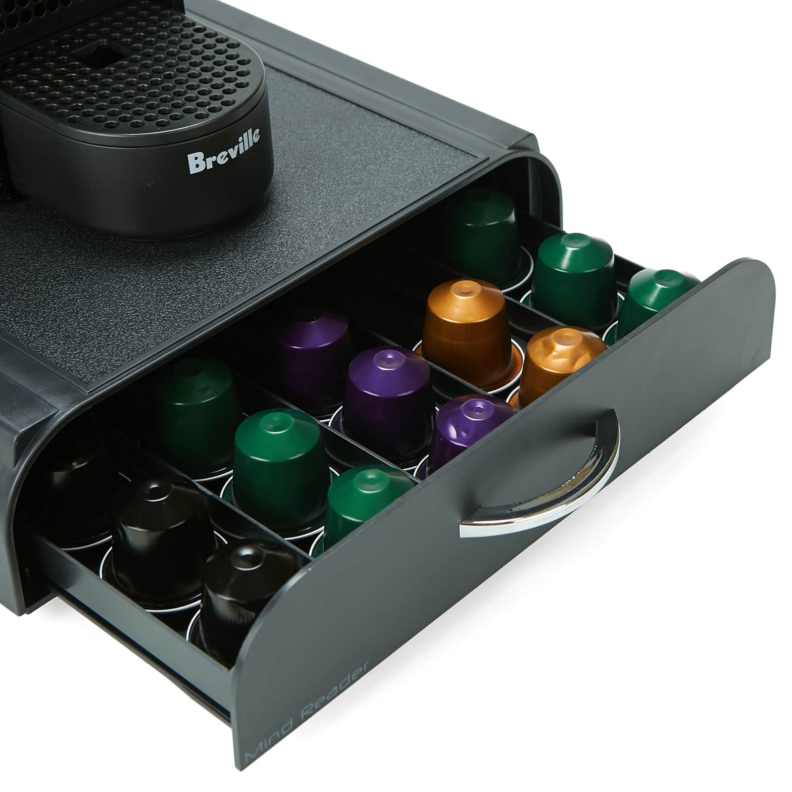 Mind Reader Black Coffee Station With Coffee Pod Storage Drawer