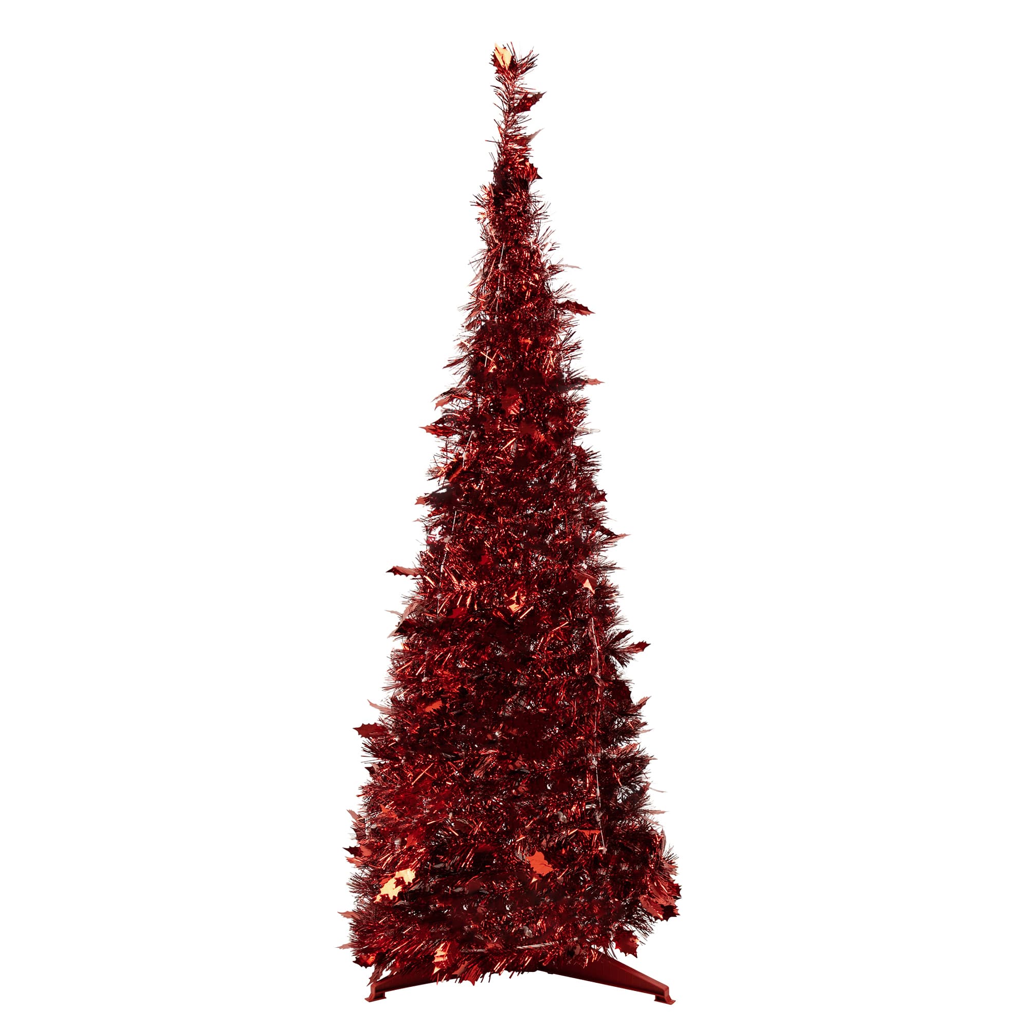 4ft. Unlit Red Tinsel Pop-Up Artificial Christmas Tree