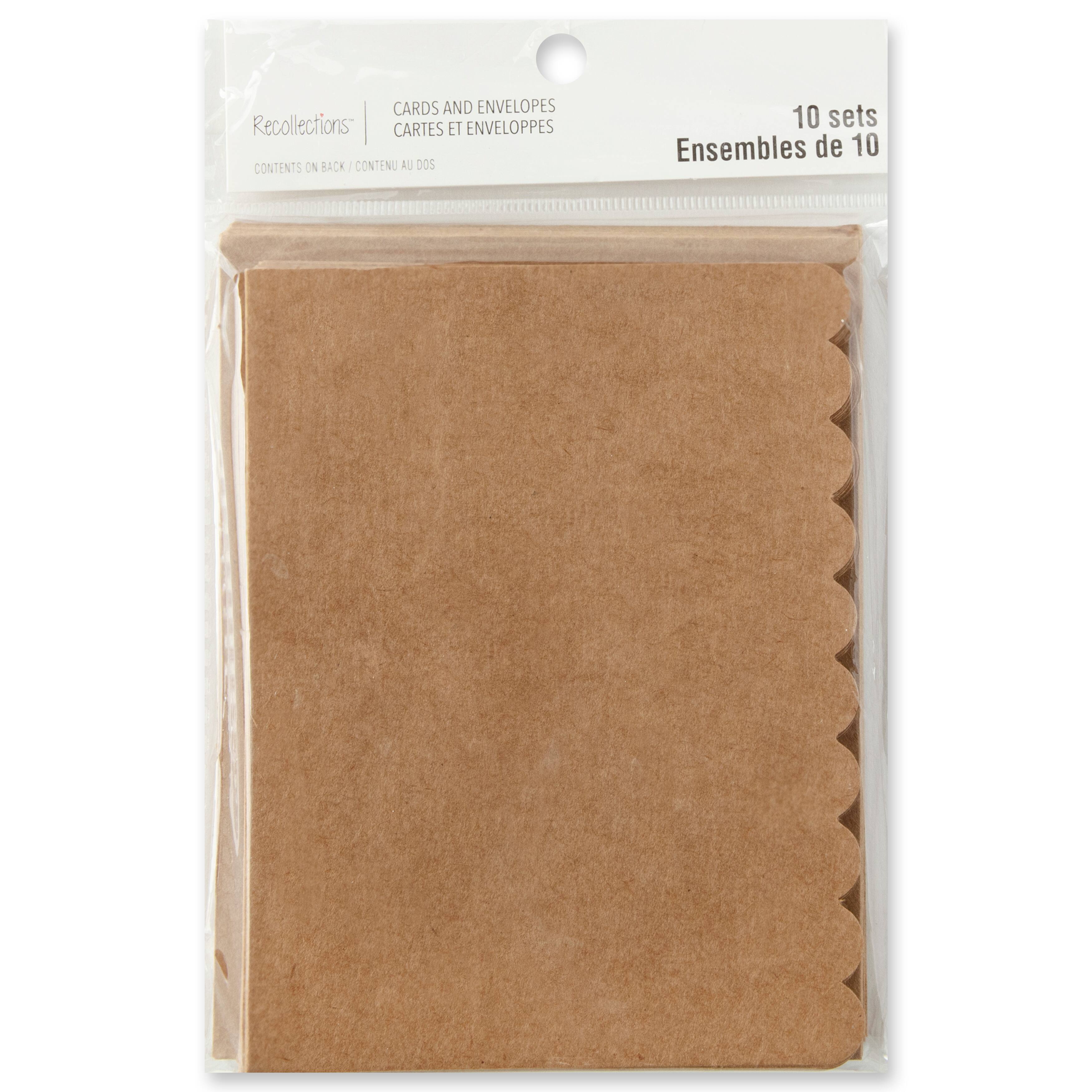12 Packs: 10 ct. (120 total) 4.25" x 5.5" Kraft Scalloped Folded Cards & Envelopes by Recollections™