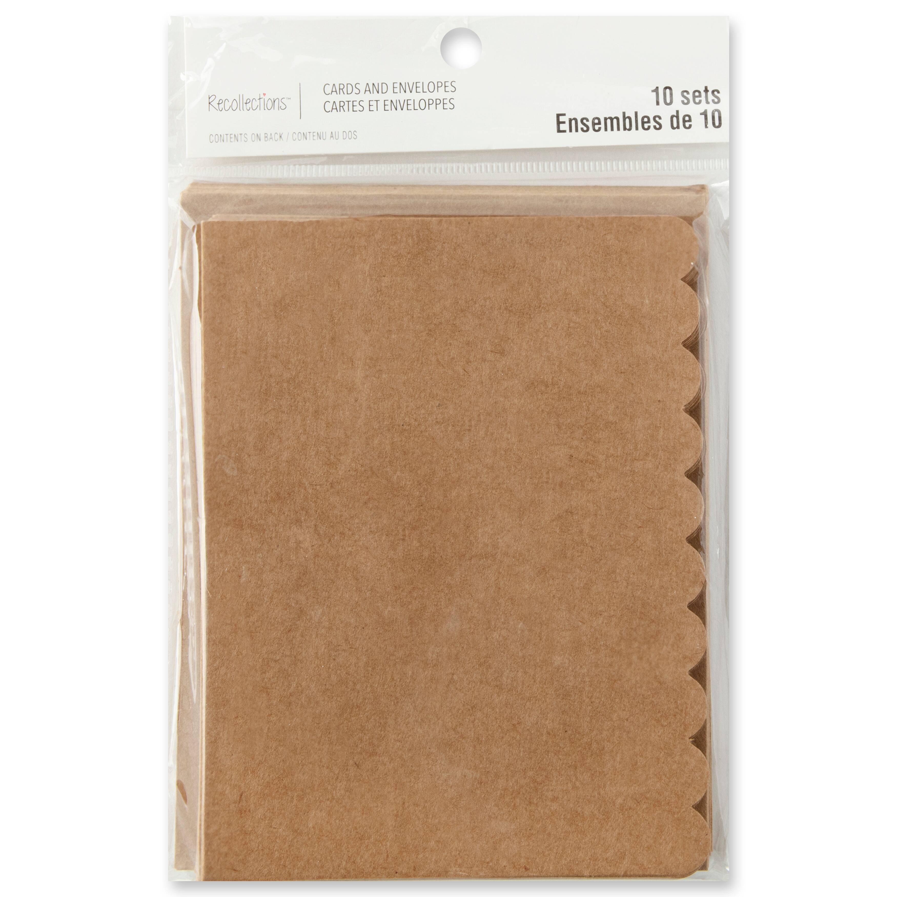 12 Packs: 10 ct. (120 total) 4.25&#x22; x 5.5&#x22; Kraft Scalloped Folded Cards &#x26; Envelopes by Recollections&#x2122;