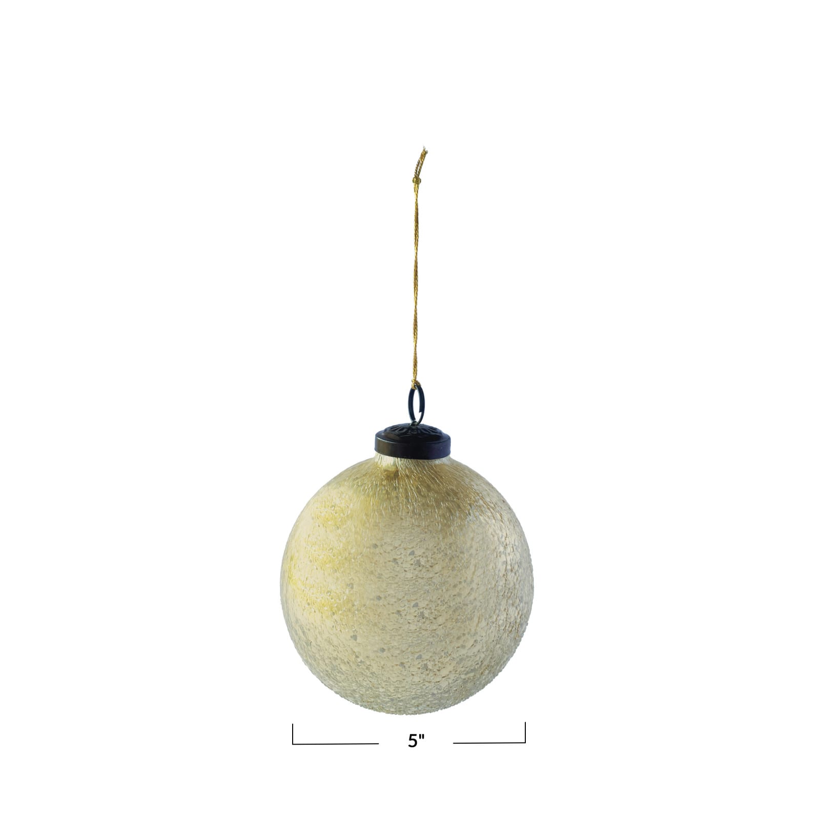 Hello Honey&#xAE; 5&#x22; Antique Gold Finish Glass Seeded Ball Ornament