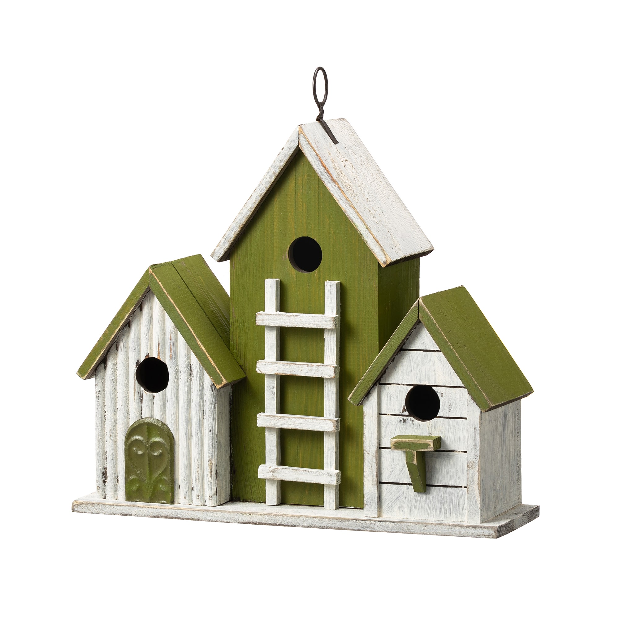 Glitzhome&#xAE; 14.75&#x22; Distressed Wood Villa Birdhouse with 3D Ladder