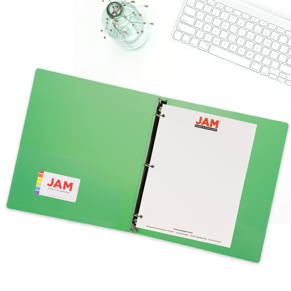 JAM Paper 0.75" Green Glass twill Plastic 3-Ring Binder