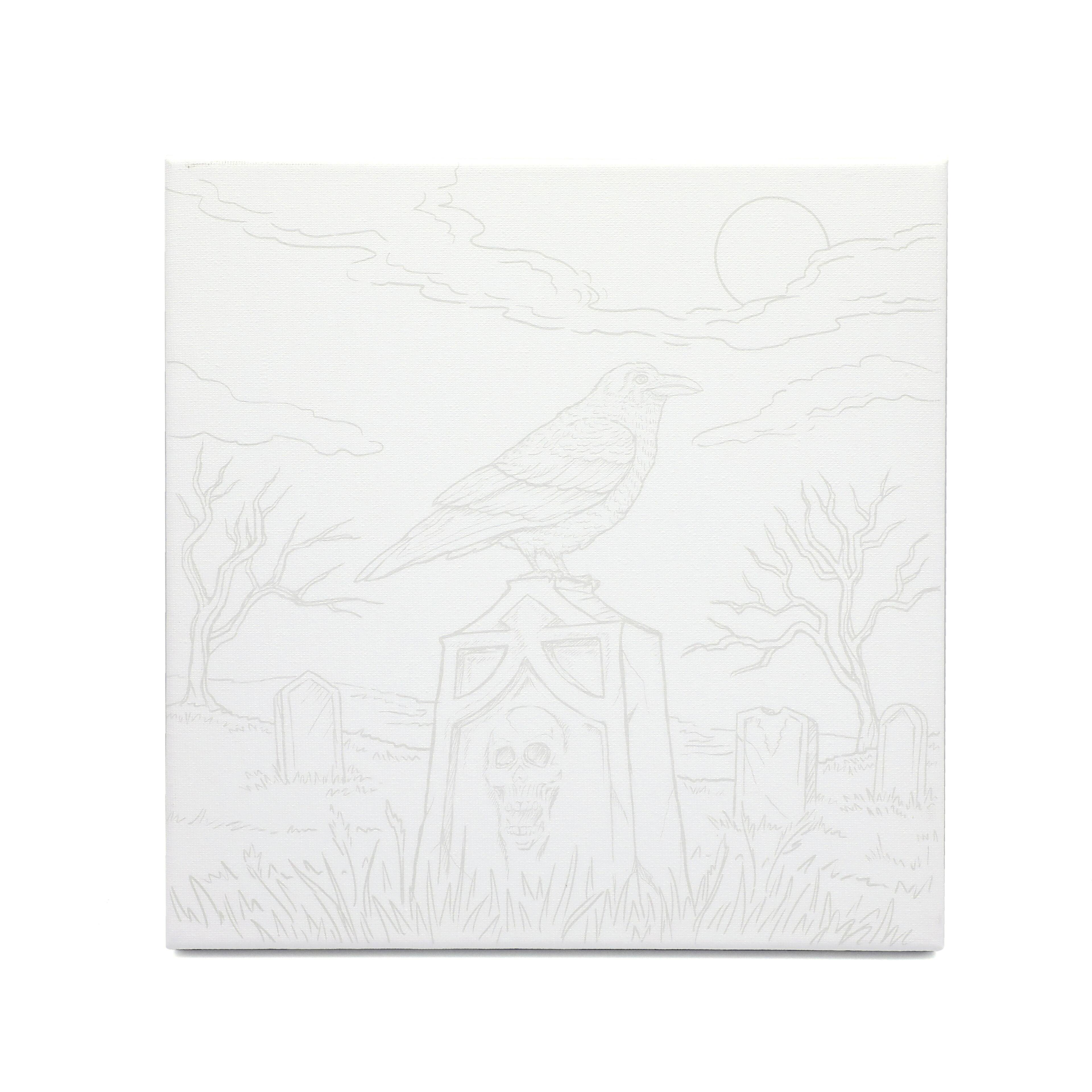 11" x 11" Crow in Graveyard Canvas Painting Kit by Craft Smart®