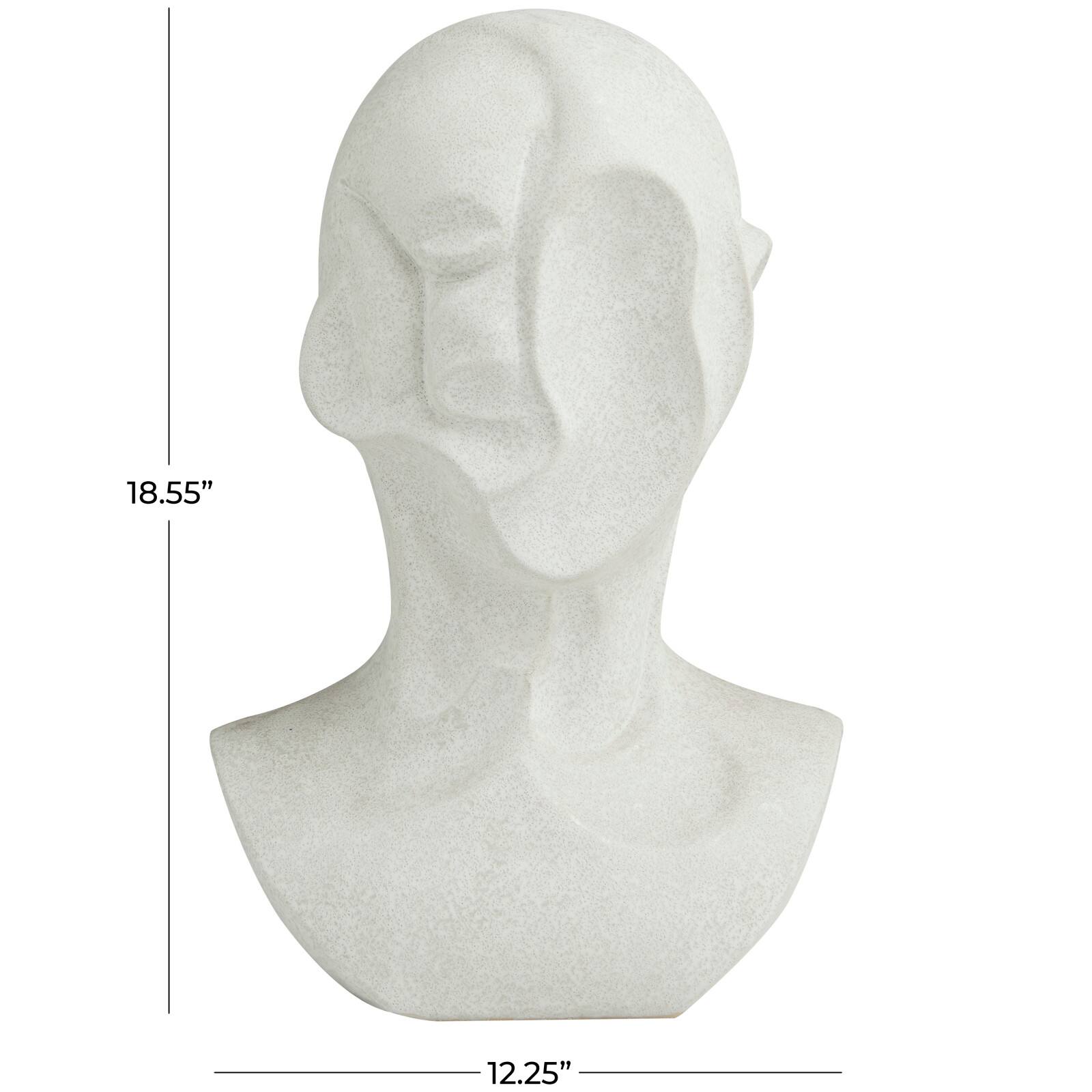 19" White Ceramic Cubist Inspired Head Sculpture