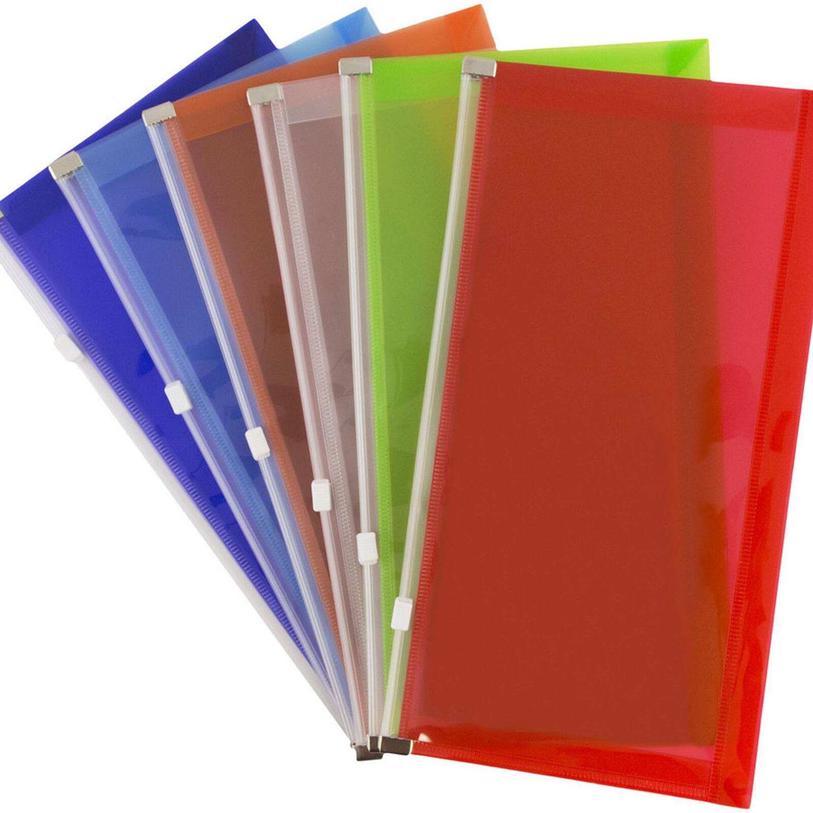 JAM Paper 5.25" x 10" Mixed Plastic Zip Closure Booklet Envelopes, 12ct.