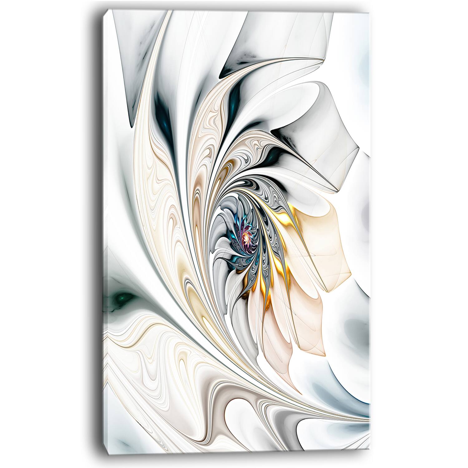 Designart - White Stained Glass Floral Art - Large Floral Wall Art Canvas