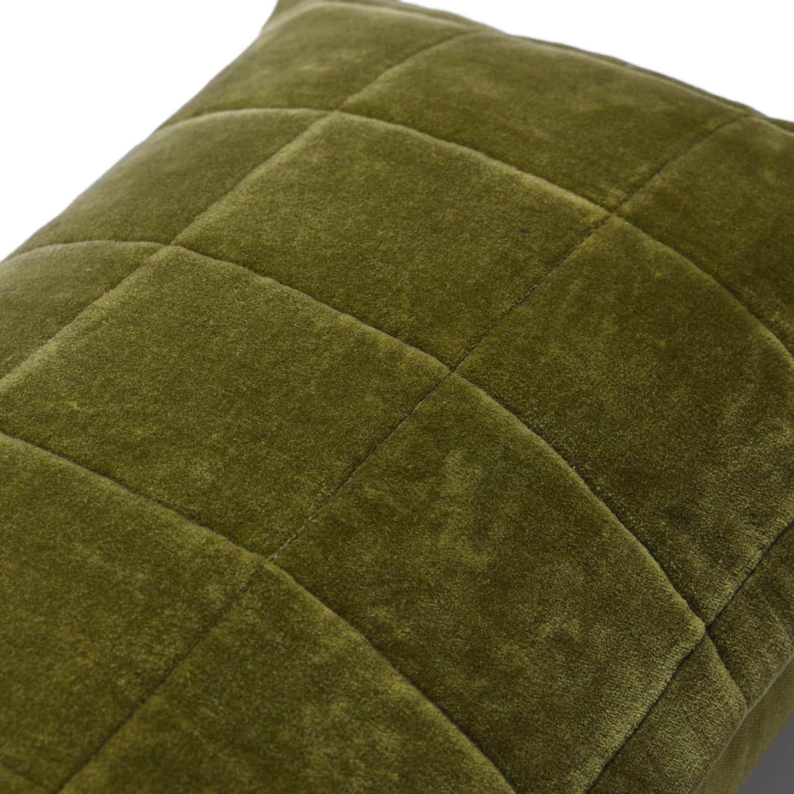 Green Quilted Velvet Lumbar Pillow Cover