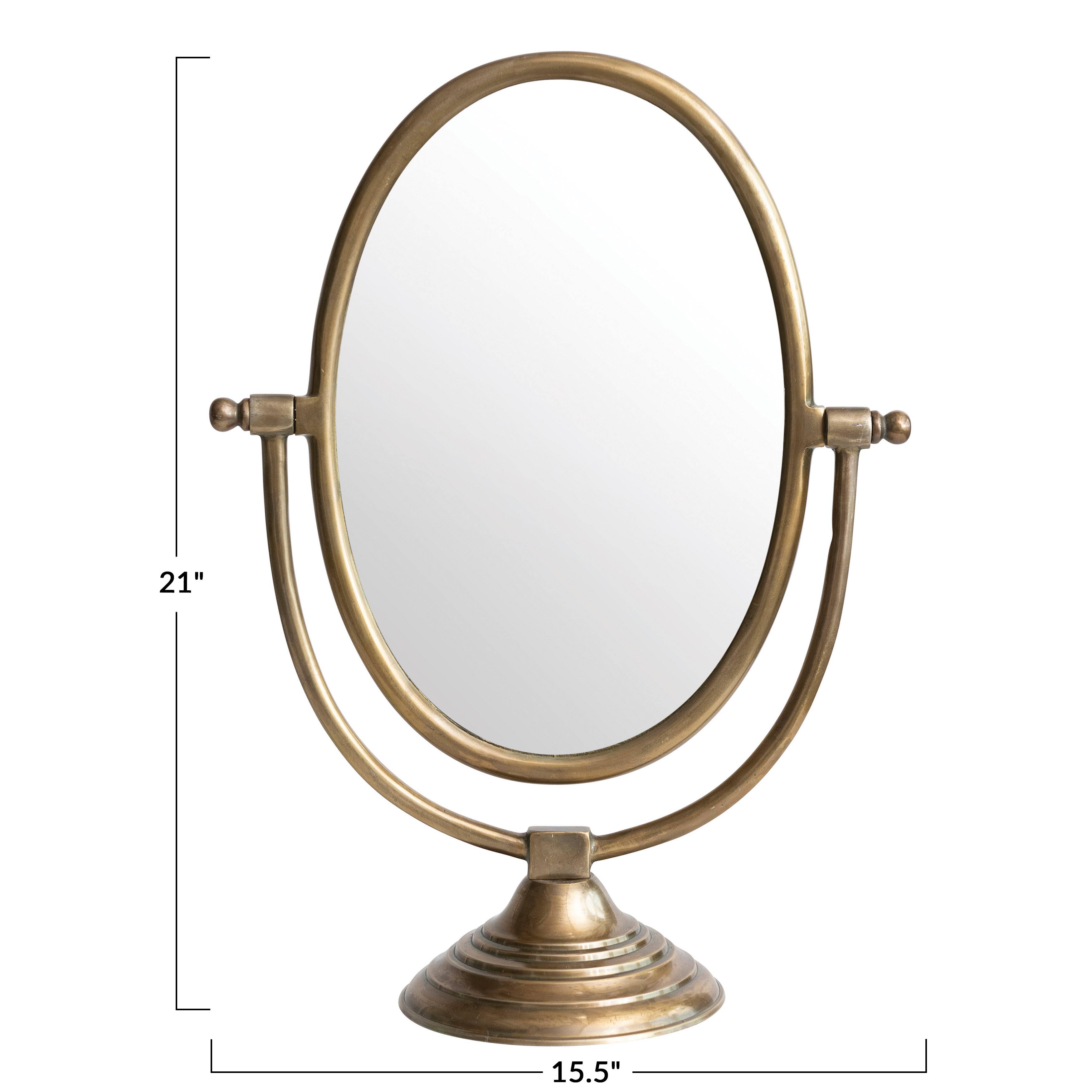 Hello Honey&#xAE; Brass Finish Framed Mirror on Swivel Stand