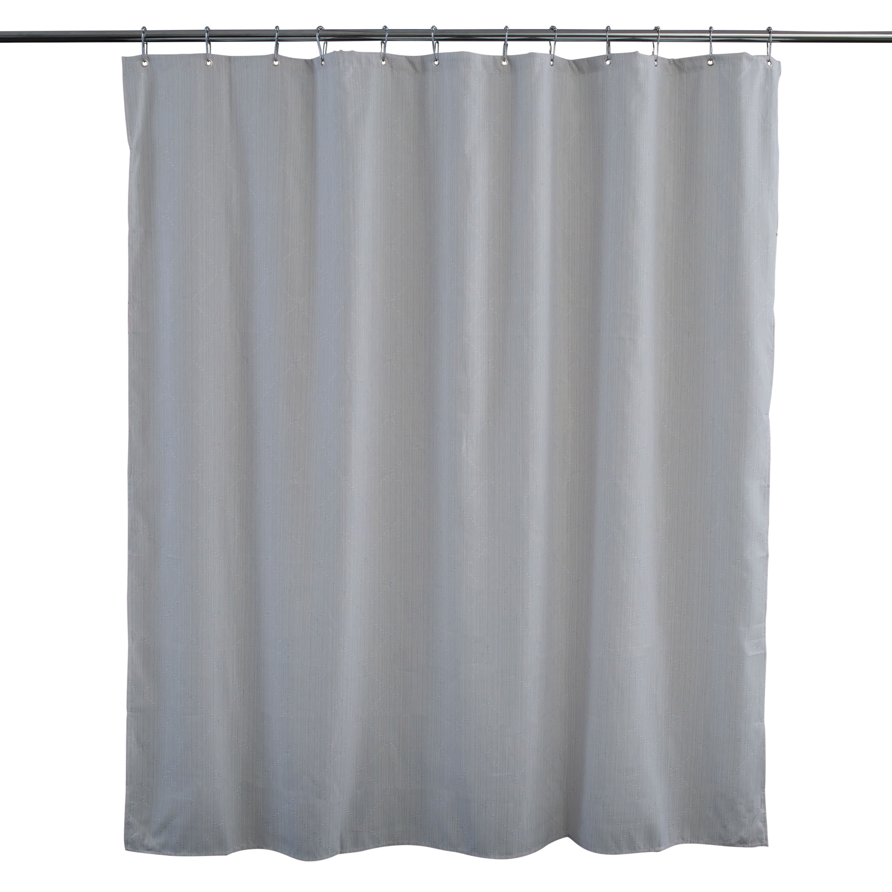 Elle Décor Gray Jacquard Weave Diamond Design Shower Curtain