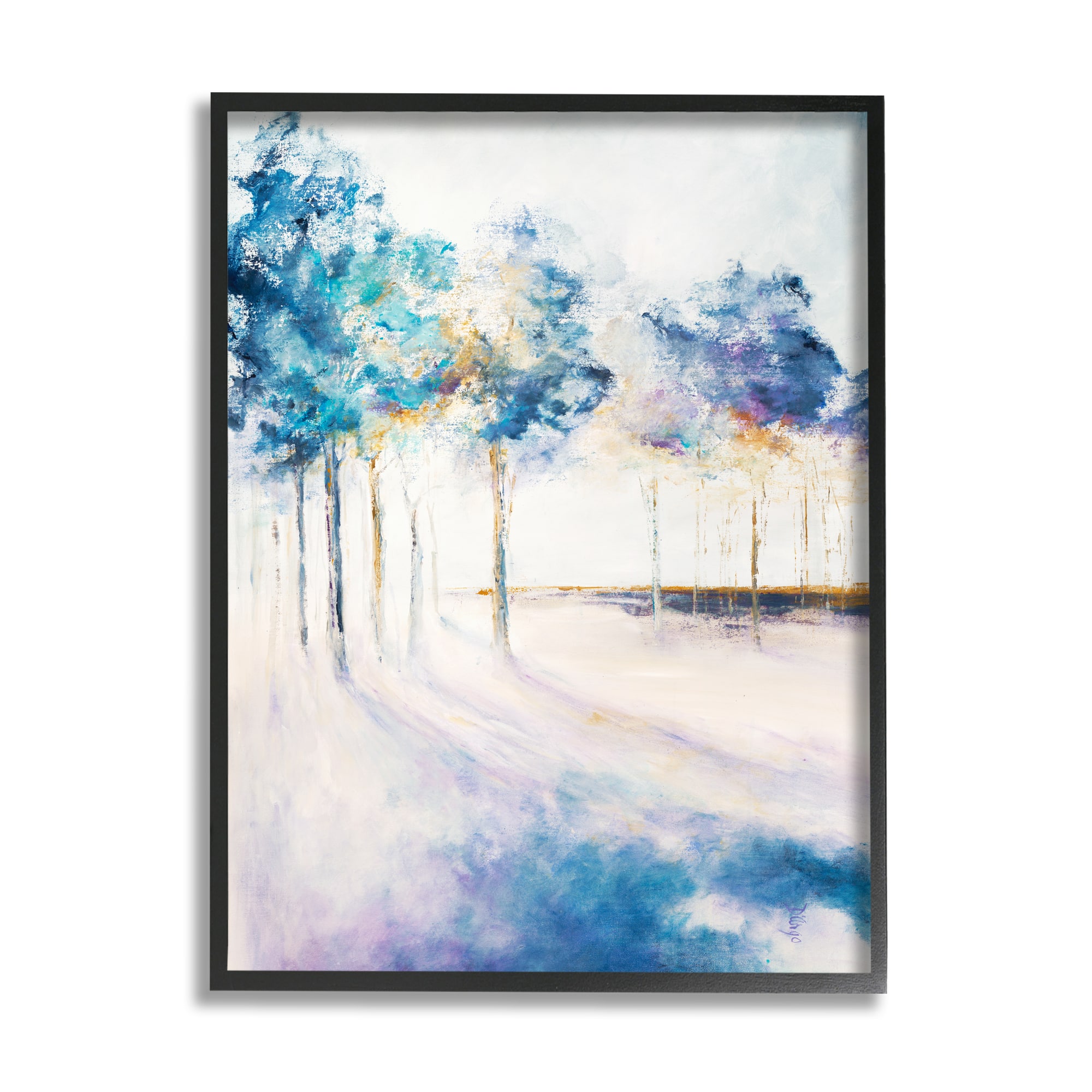 Stupell Industries Abstract Blue Tree Shadows in Forest Landscape Framed Wall Art