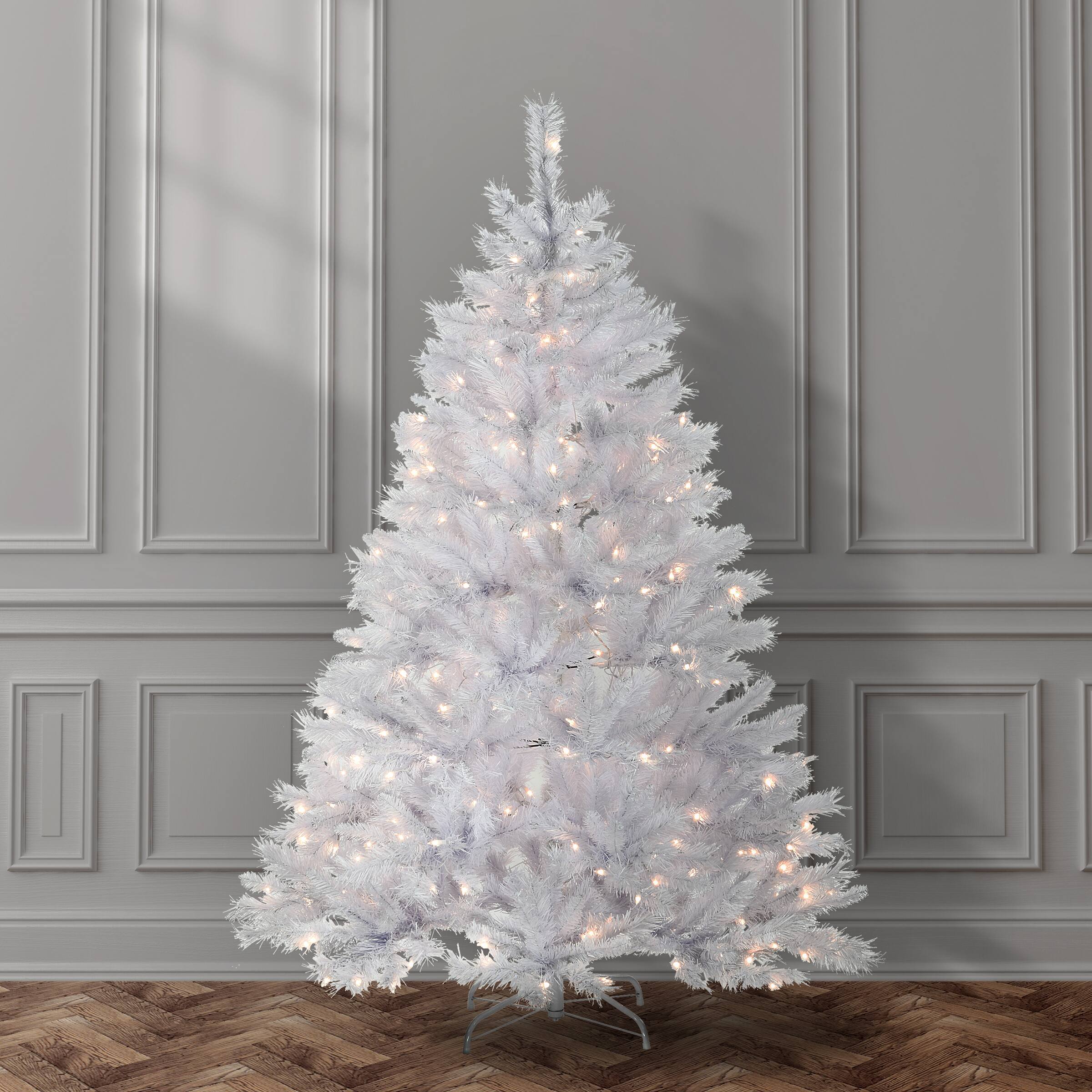 6ft. Pre-Lit Winchester White Pine Artificial Christmas Tree, Clear Lights