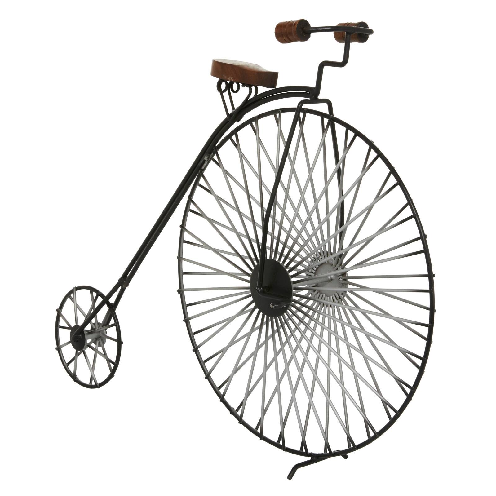 17&#x22; Industrial Black Metal Big Wheel Bicycle Sculpture