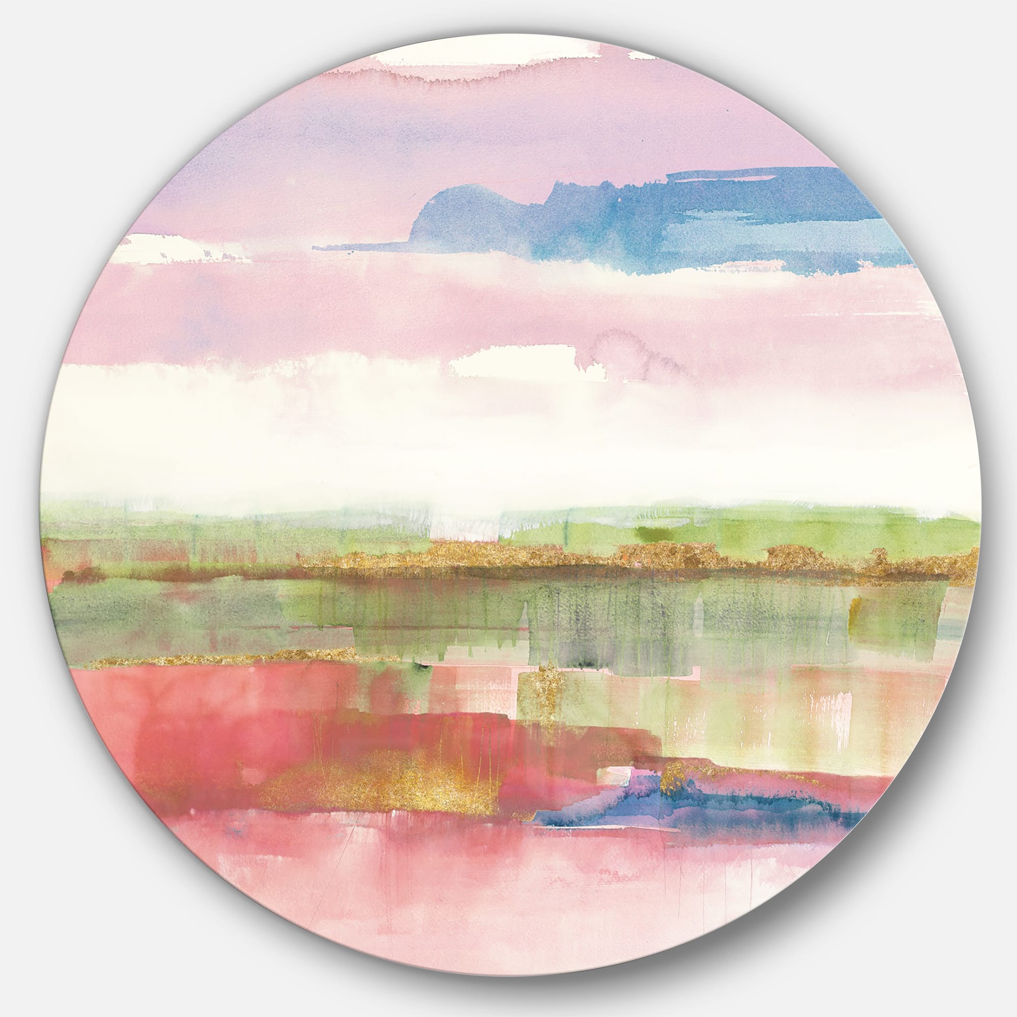 Designart - Influence of Line and Color Gold Bright - Geometric Metal Circle Wall Art