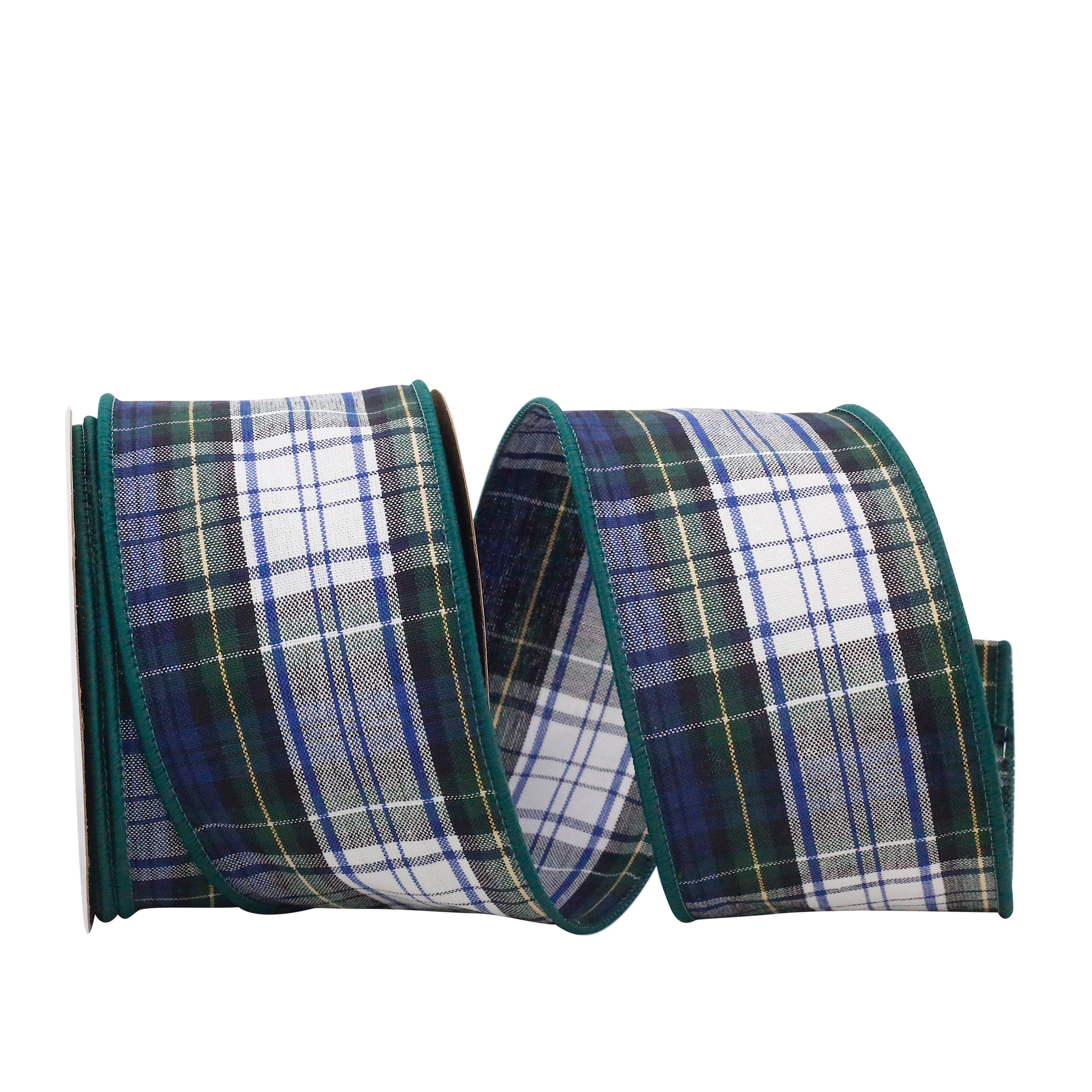 JAM Paper 2.5" x 10yd. Inverness Plaid Wired Cotton Ribbon