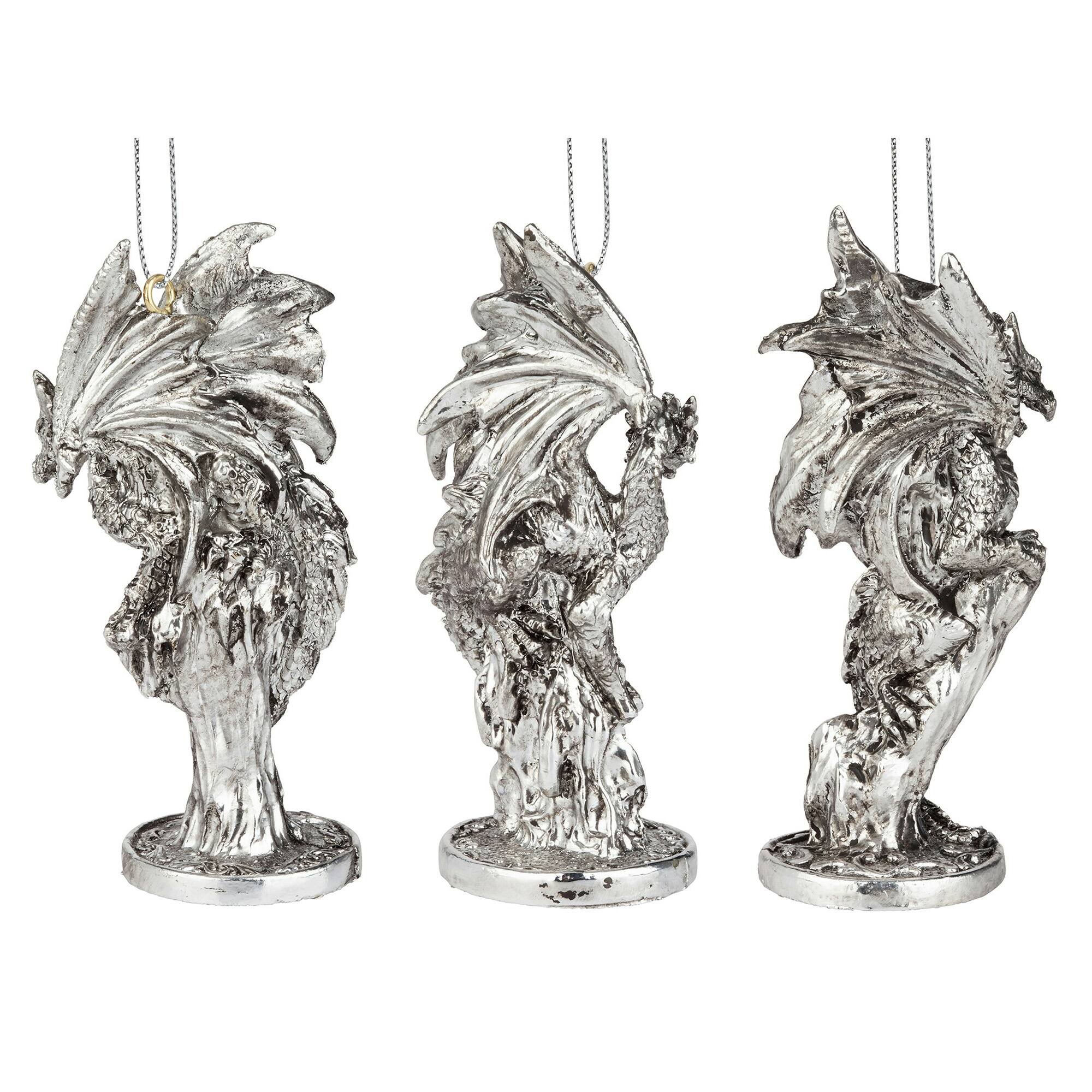 Design Toscano 4&#x22; Three Dragons of the Amesbury Gemstone Ornament Set